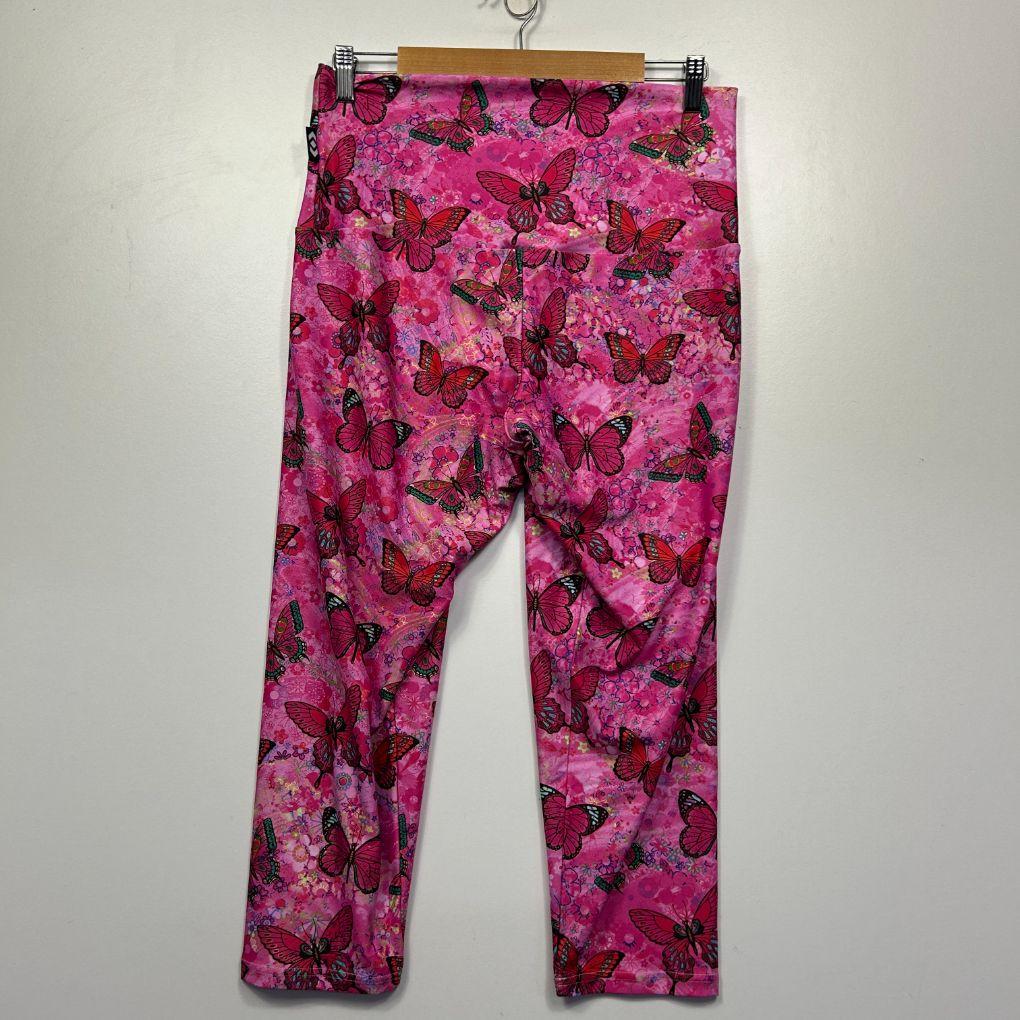 exoticathletica Pink Butterfly Leggings Pants - Size 2XL - Image 3