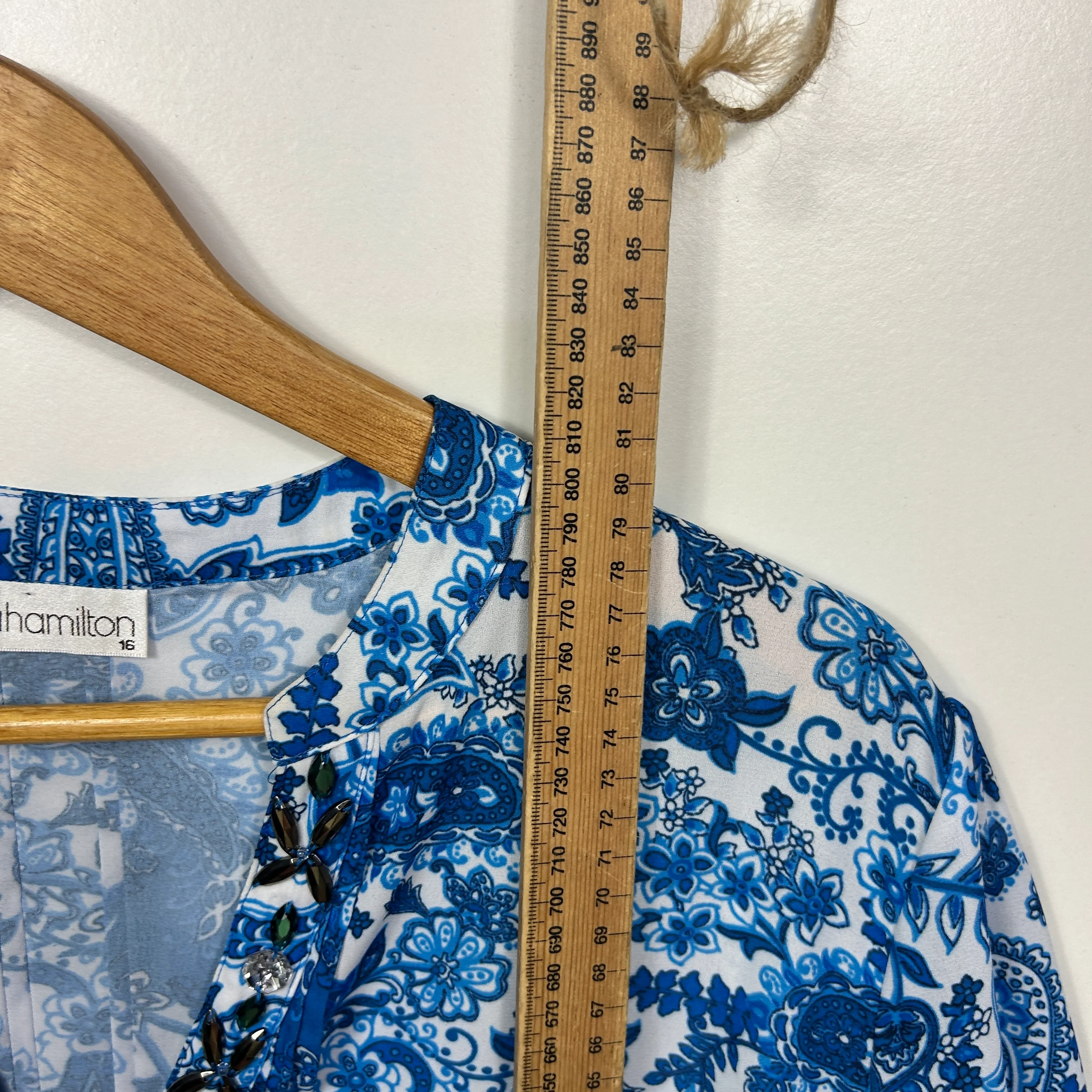 Fella Hamilton Blue Patterned Top - Size 18 - Image 6