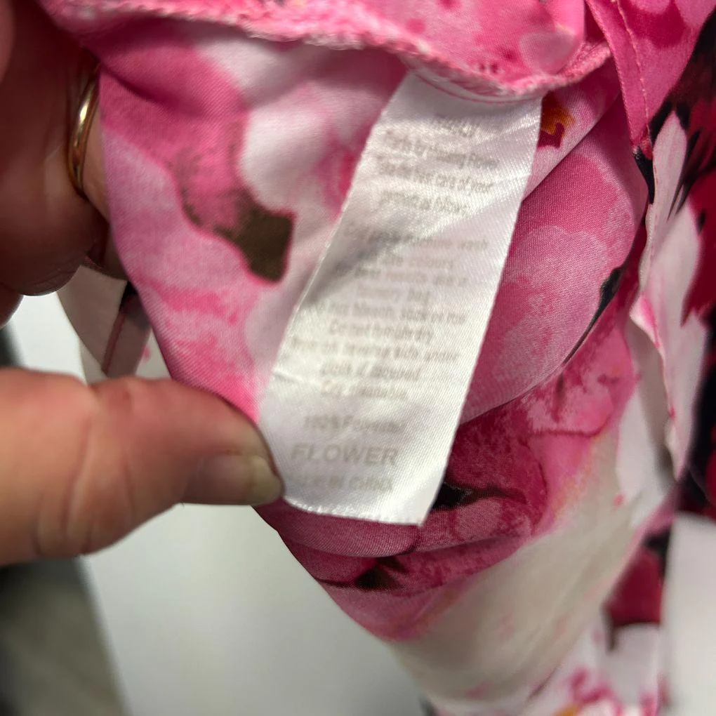Flower Pink Floral Asymmetric Hem Top - Size 12 - Image 4