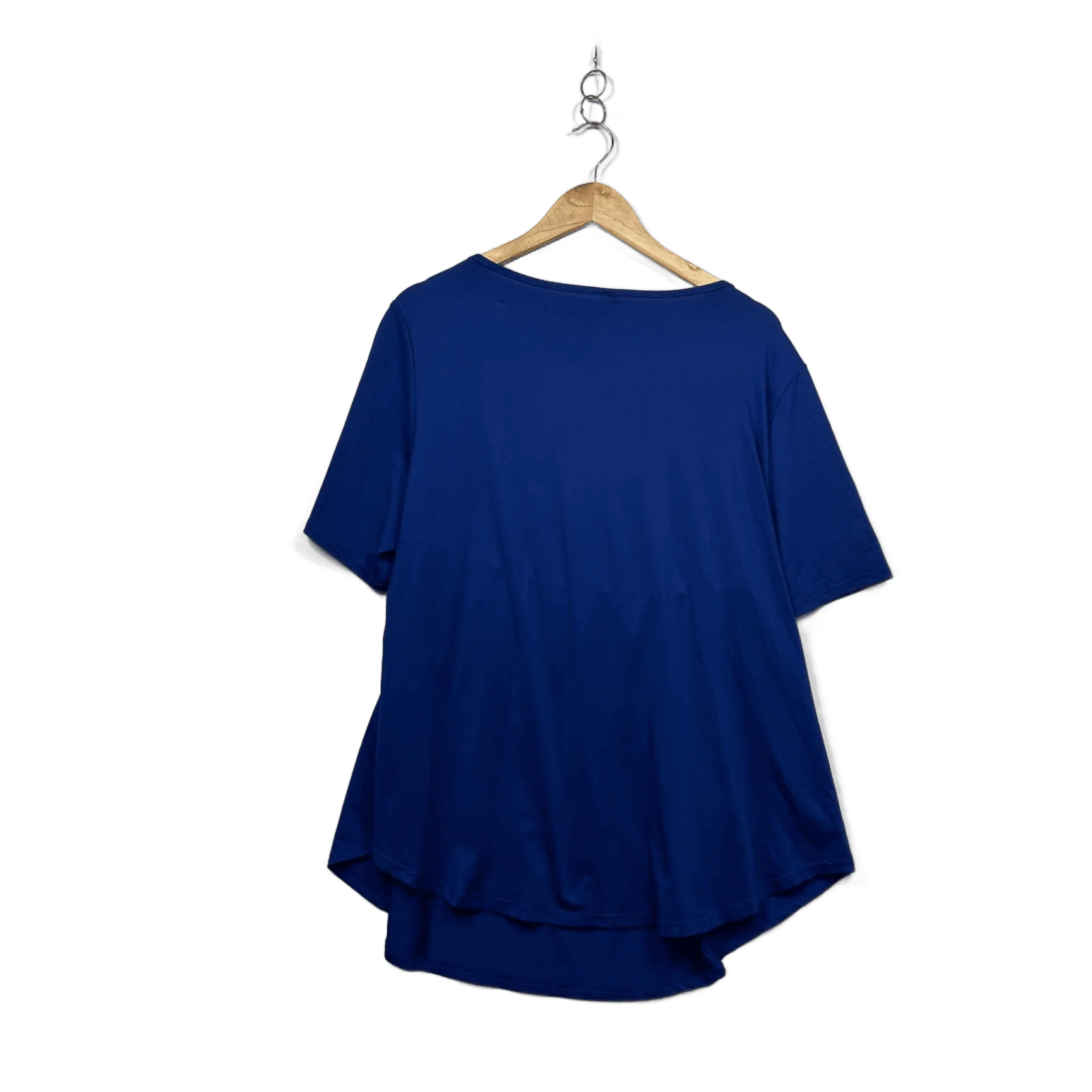Flycurvy Womens Royal Blue Short Sleeve Drape Front Top Blouse Size 2XL - Image 2