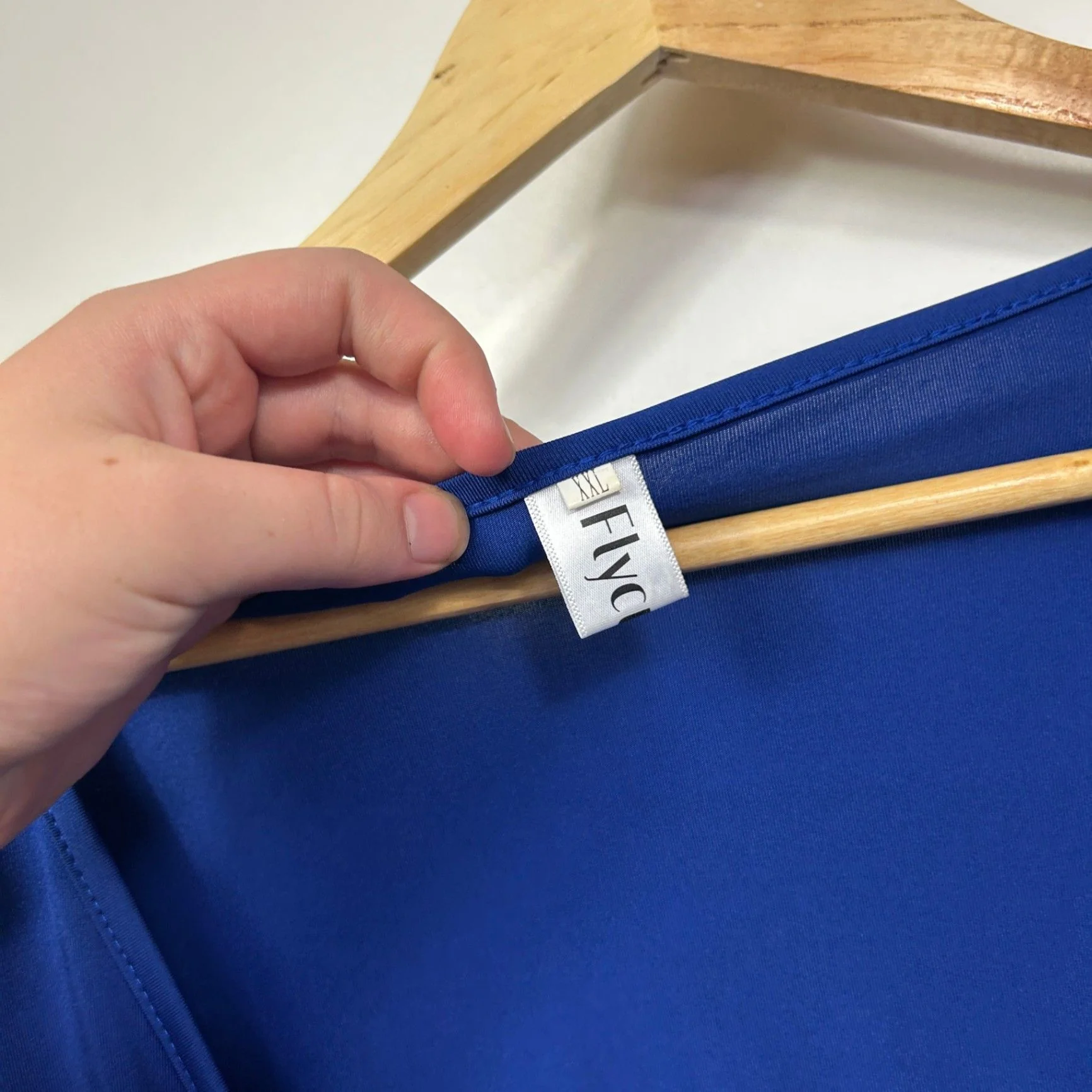 Flycurvy Womens Royal Blue Short Sleeve Drape Front Top Blouse Size 2XL - Image 3