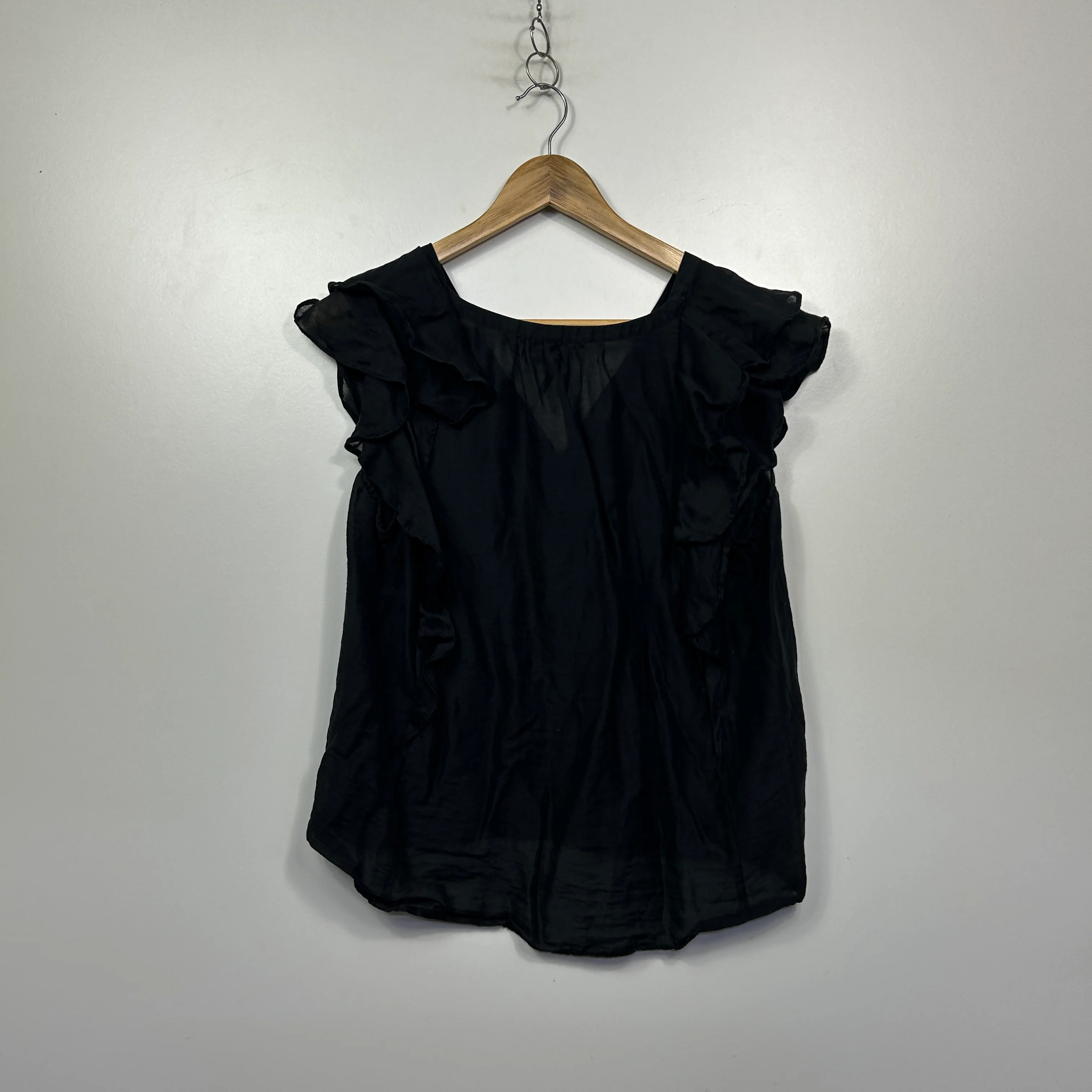 Forever New Black Ruffle Sleeve Top - Size 14 - Image 3