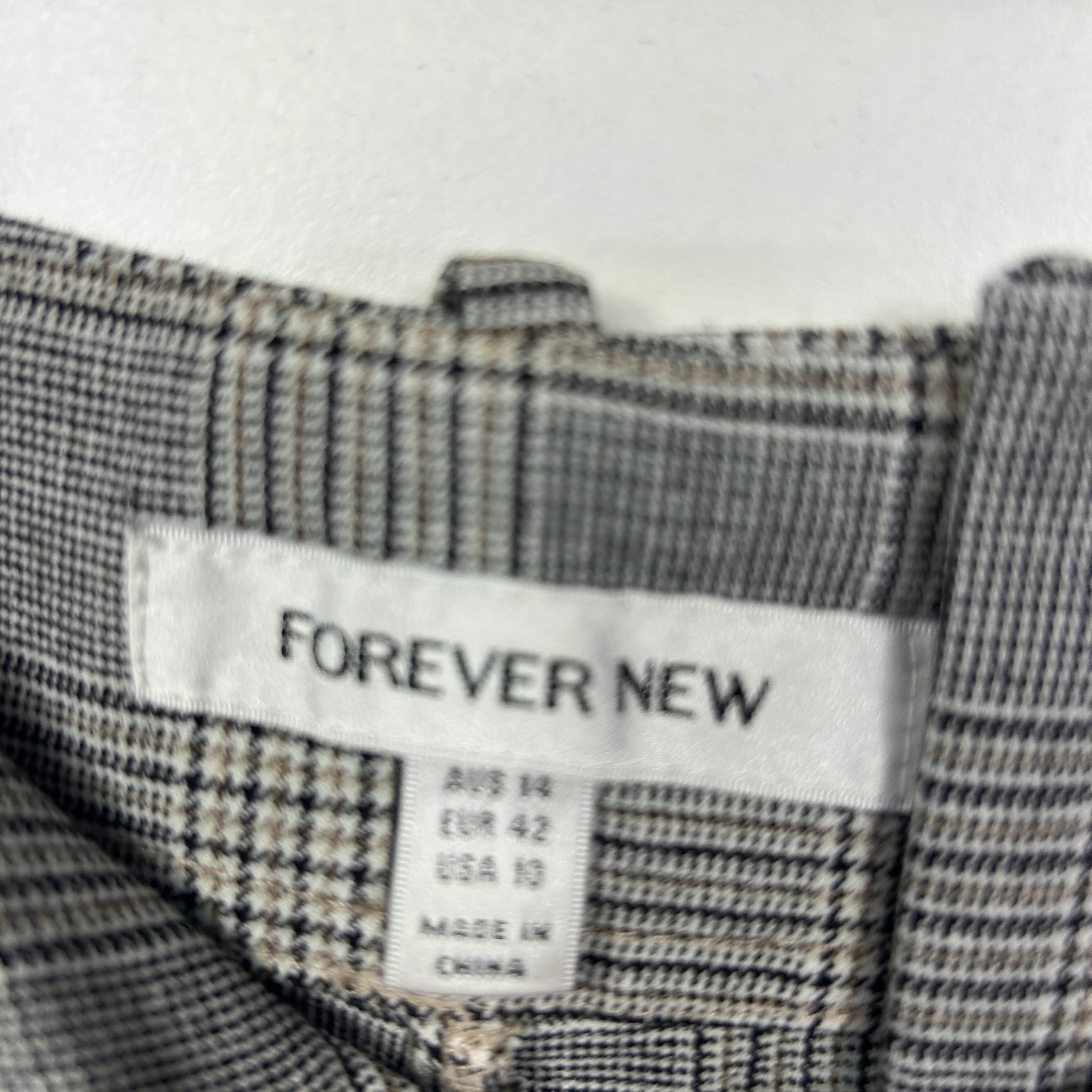 Forever New Grey Houndstooth Check Pants - Size 14 - Image 3