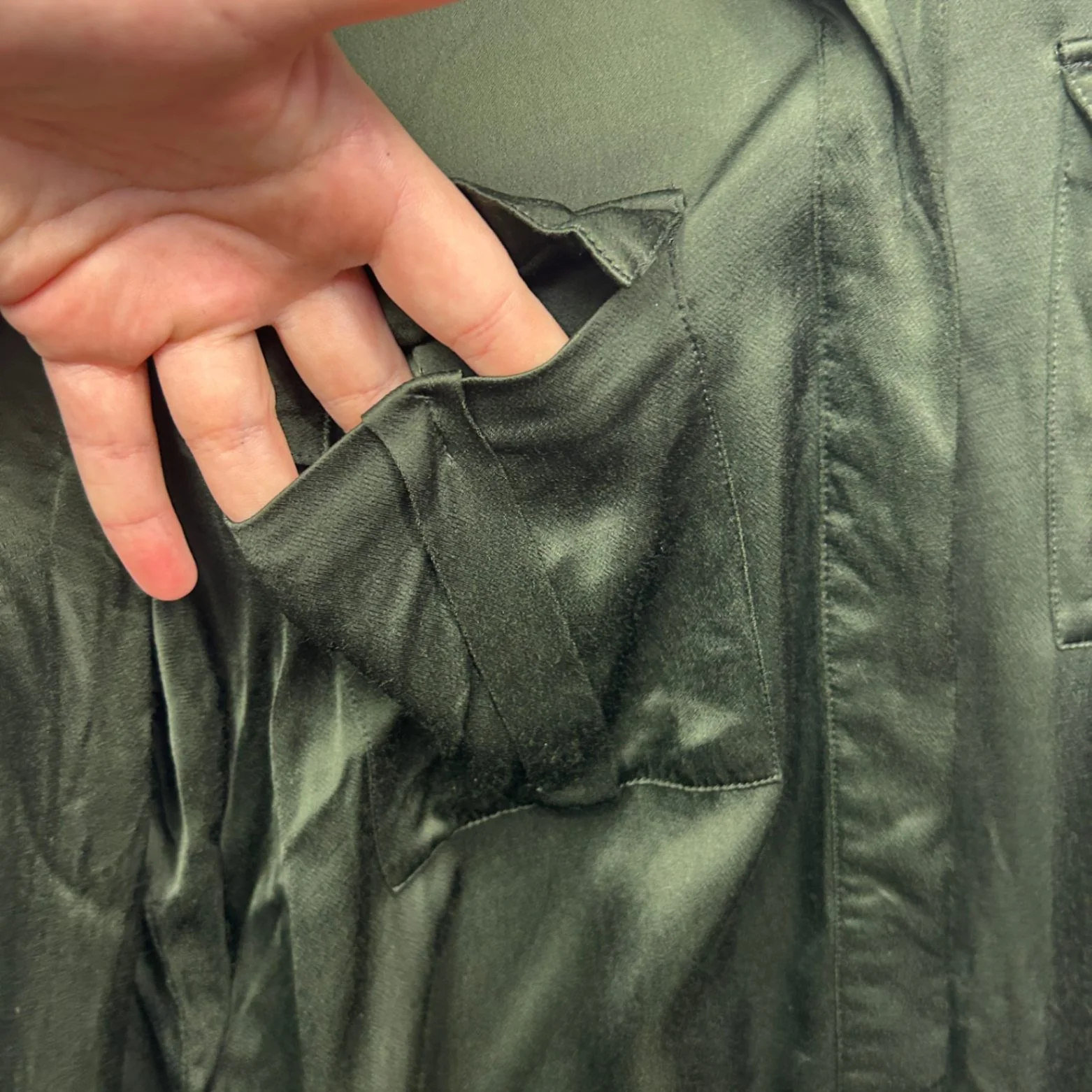 Forever New Olive Green Button Up Top Shirt Size 14 Viscose - Image 5