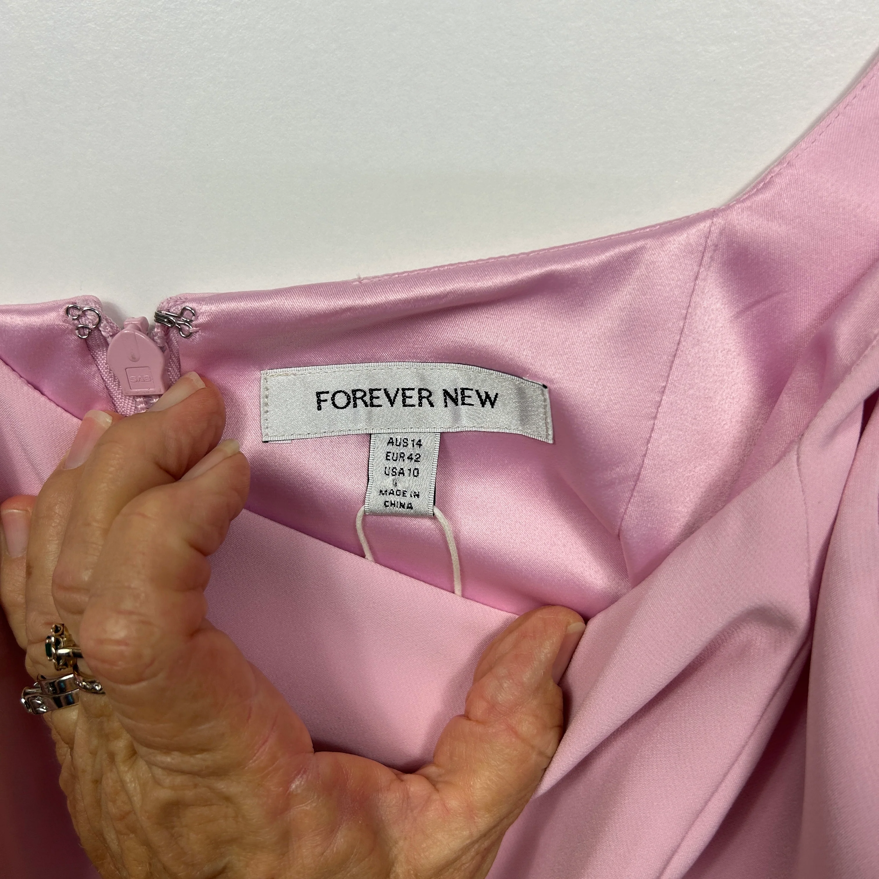 Forever New Emily Square Neck Pink Midi Dress - Size 14 - Image 3
