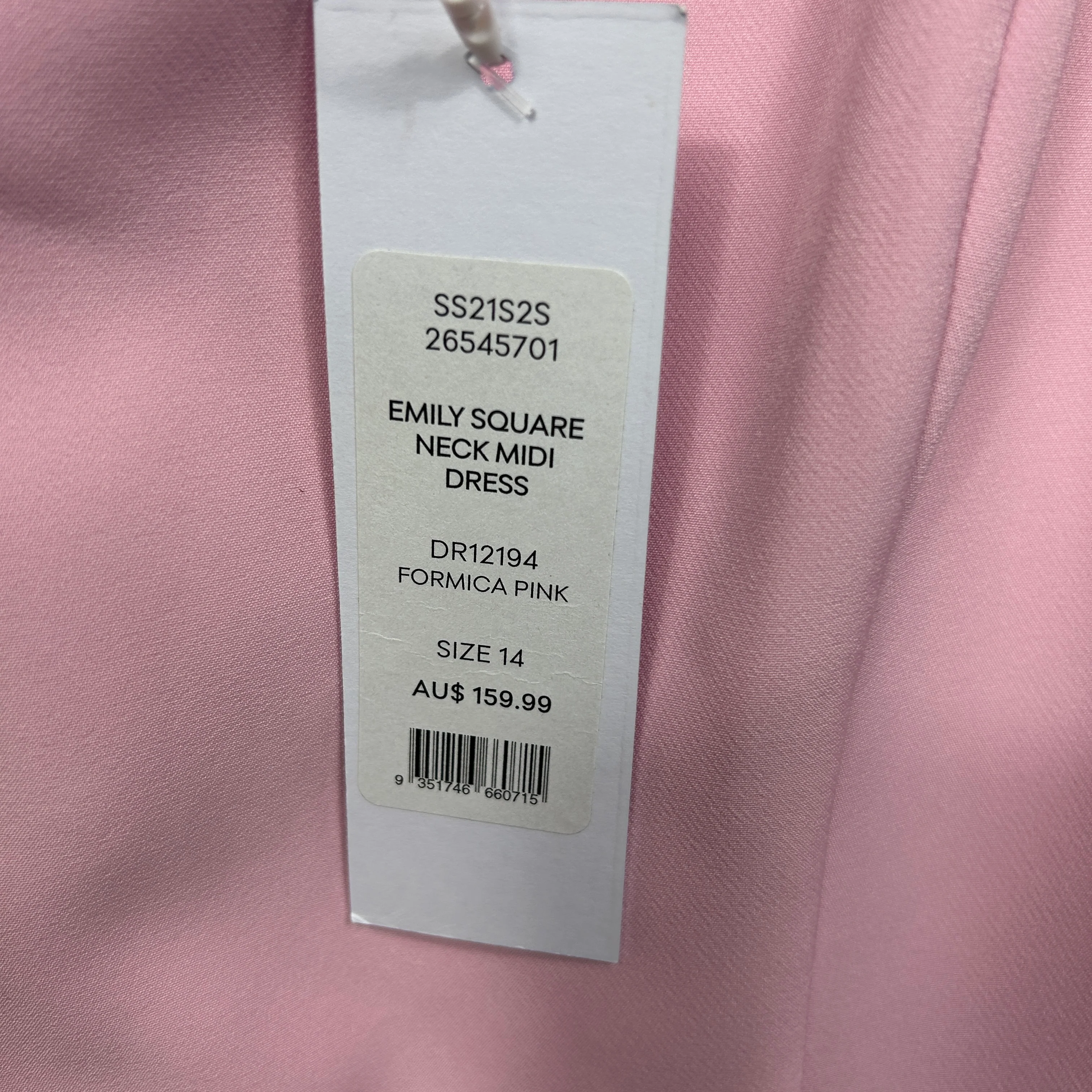Forever New Emily Square Neck Pink Midi Dress - Size 14 - Image 4