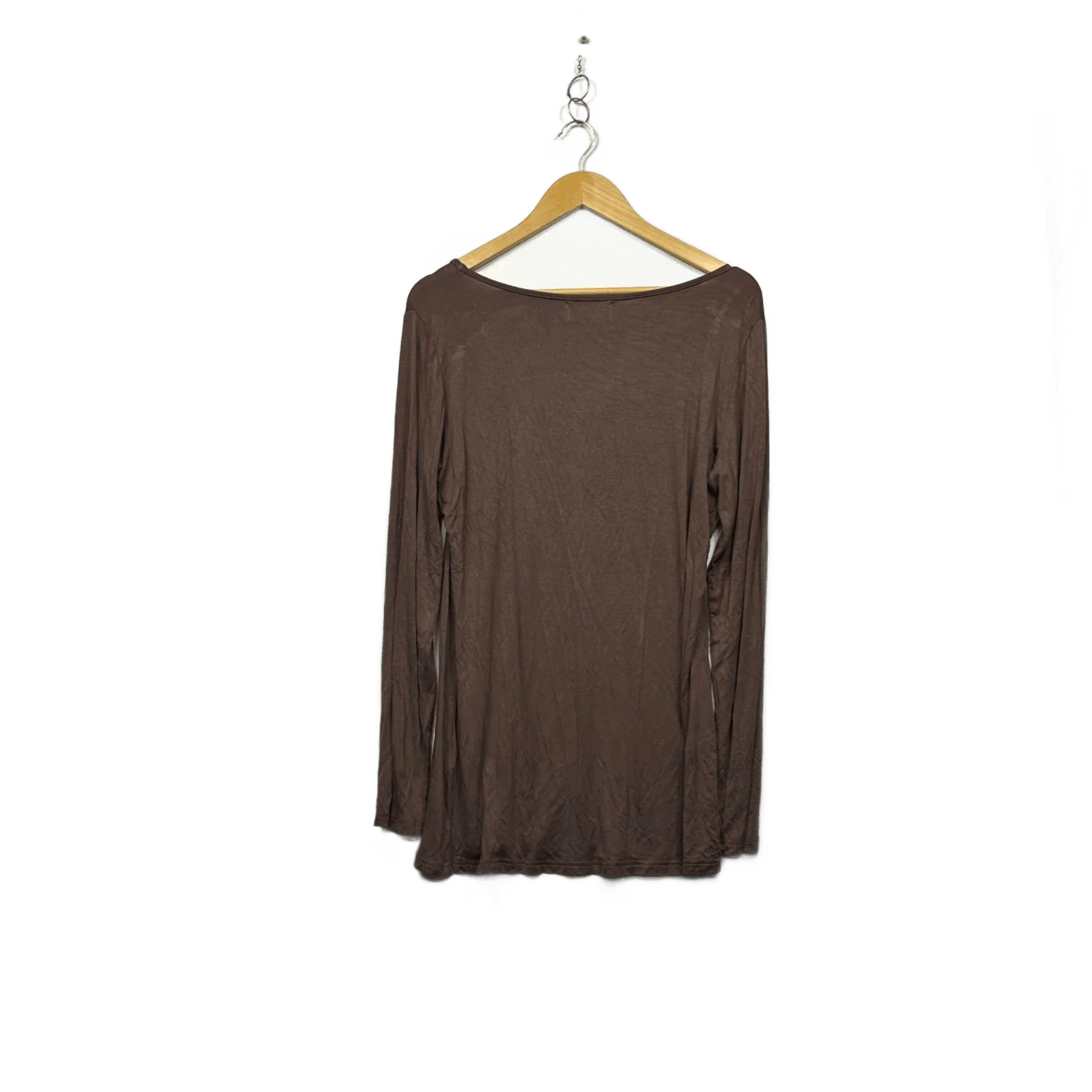 FREEZ Brown Viscose Blend Long Sleeve Round Neck Basic Top Size Large? 14 16 - Image 2