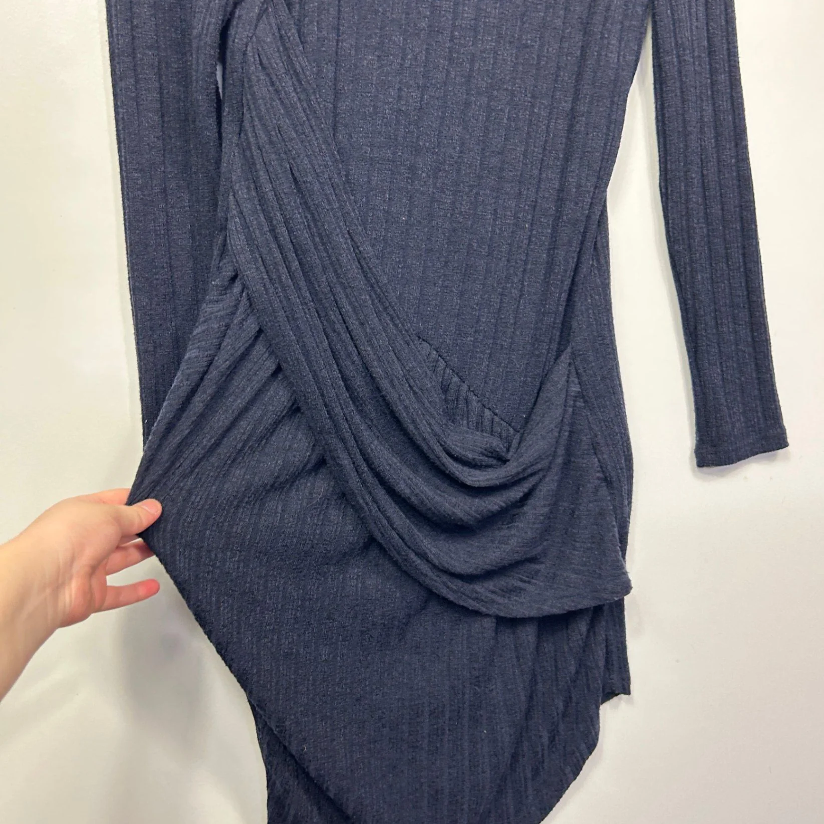 Fresh Soul Navy Knit Long Sleeve High Neck Bodycon Dress Size 16 - Image 4