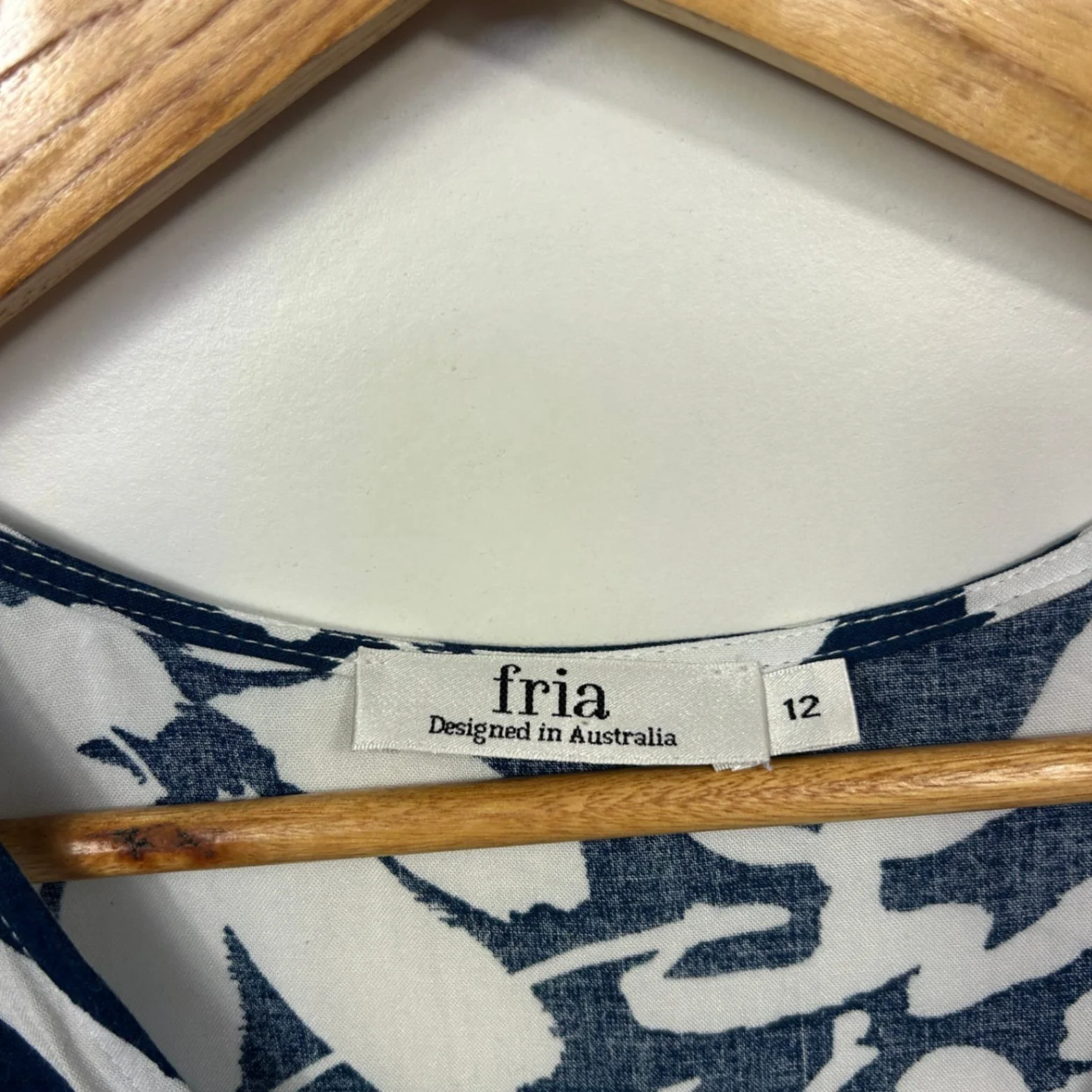 Fria Blue White Cotton Short Sleeve Floral Fit & Flare Dress Size 12 - Image 3