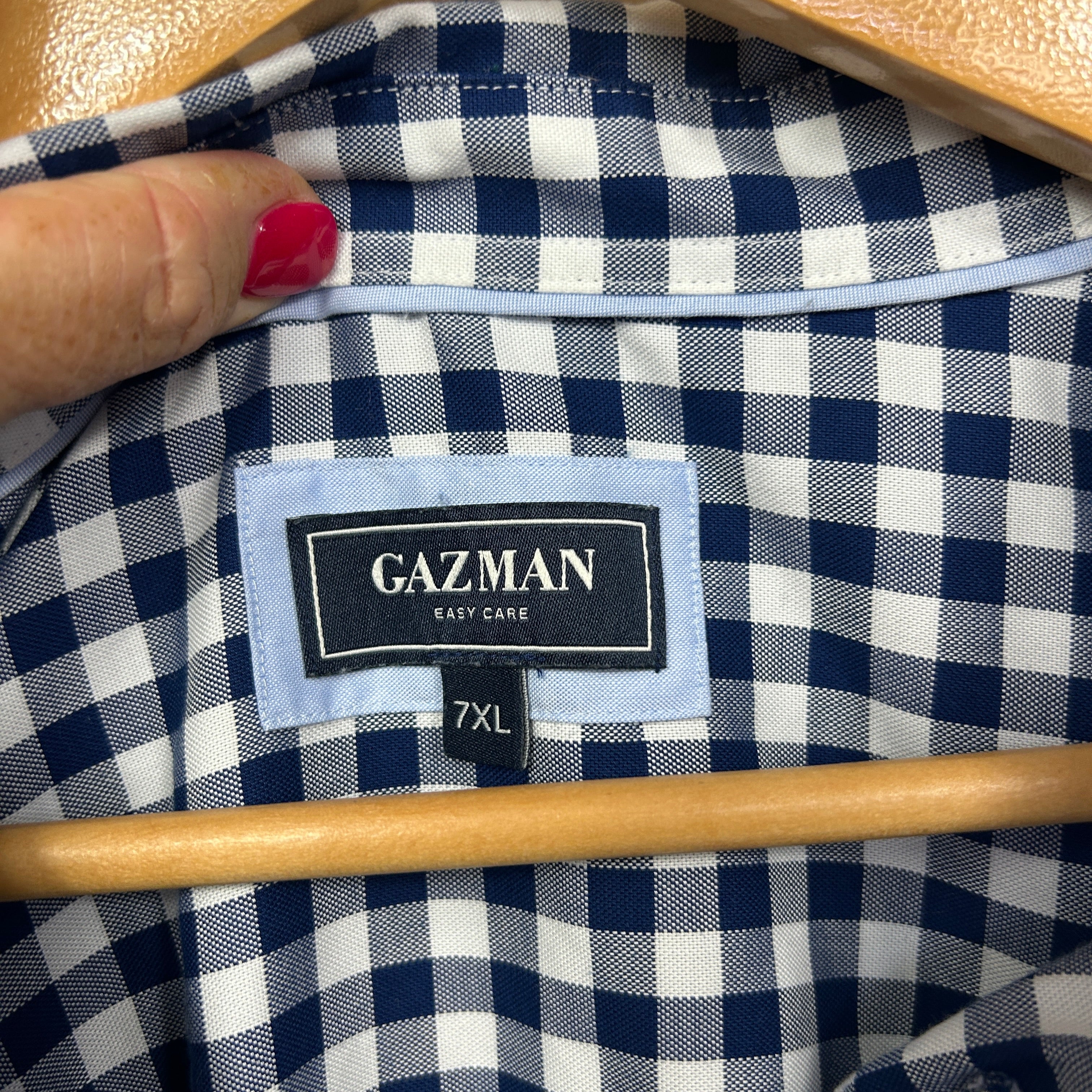 Gazman Navy Gingham Mens Shirt - Size 7XL - Image 2