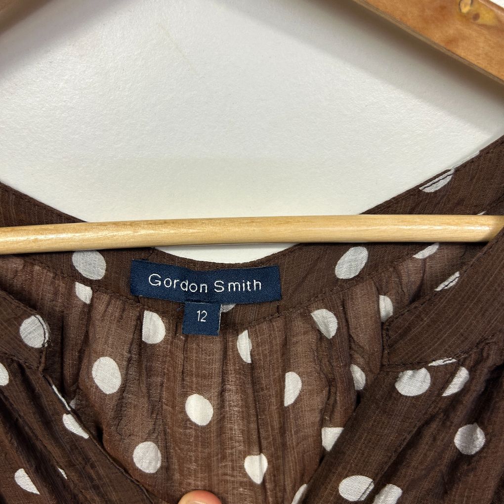 Gordon Smith Chocolate Polka Dot Dress - Size 12 - Image 3