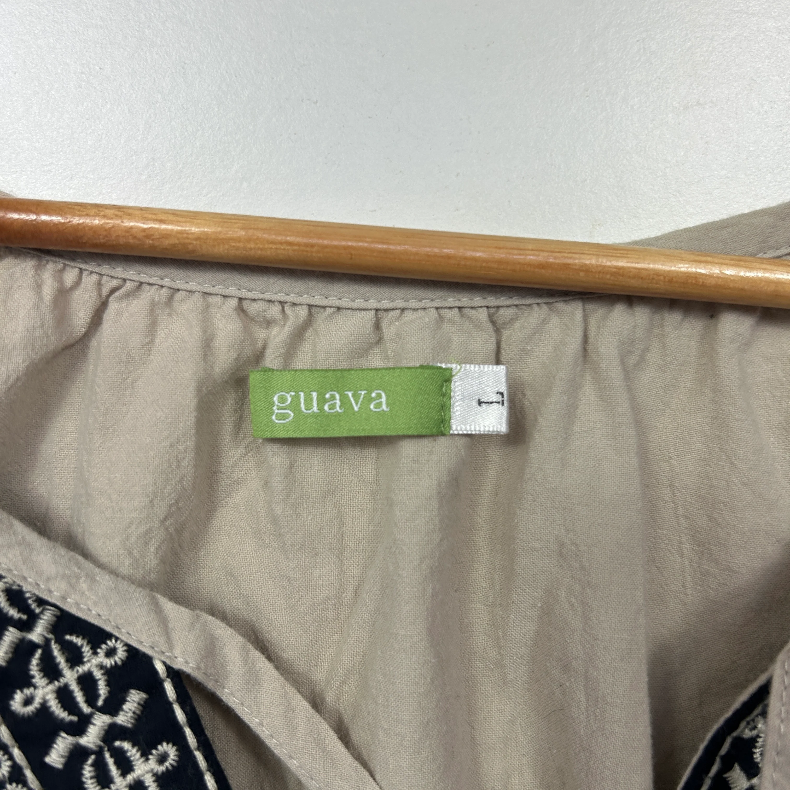 Guava Natural Beige Embroidered Tassel Top - Size L - Image 3