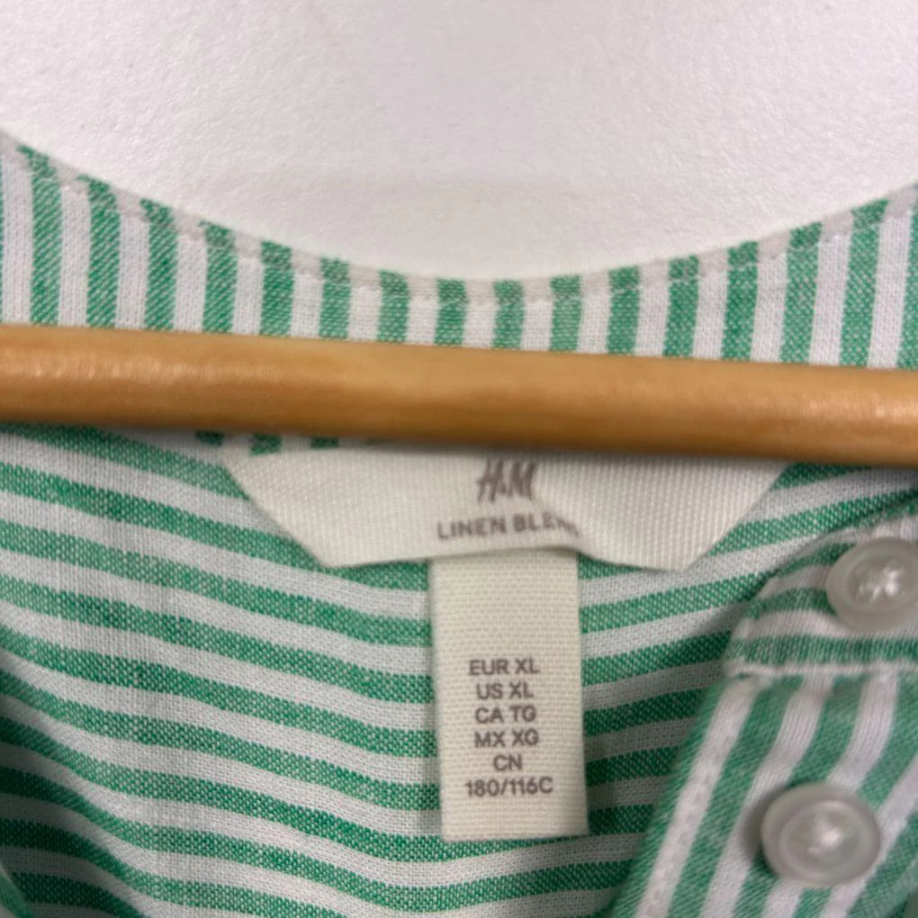 H&M Green Linen Shirt Dress - Size XL - Image 3