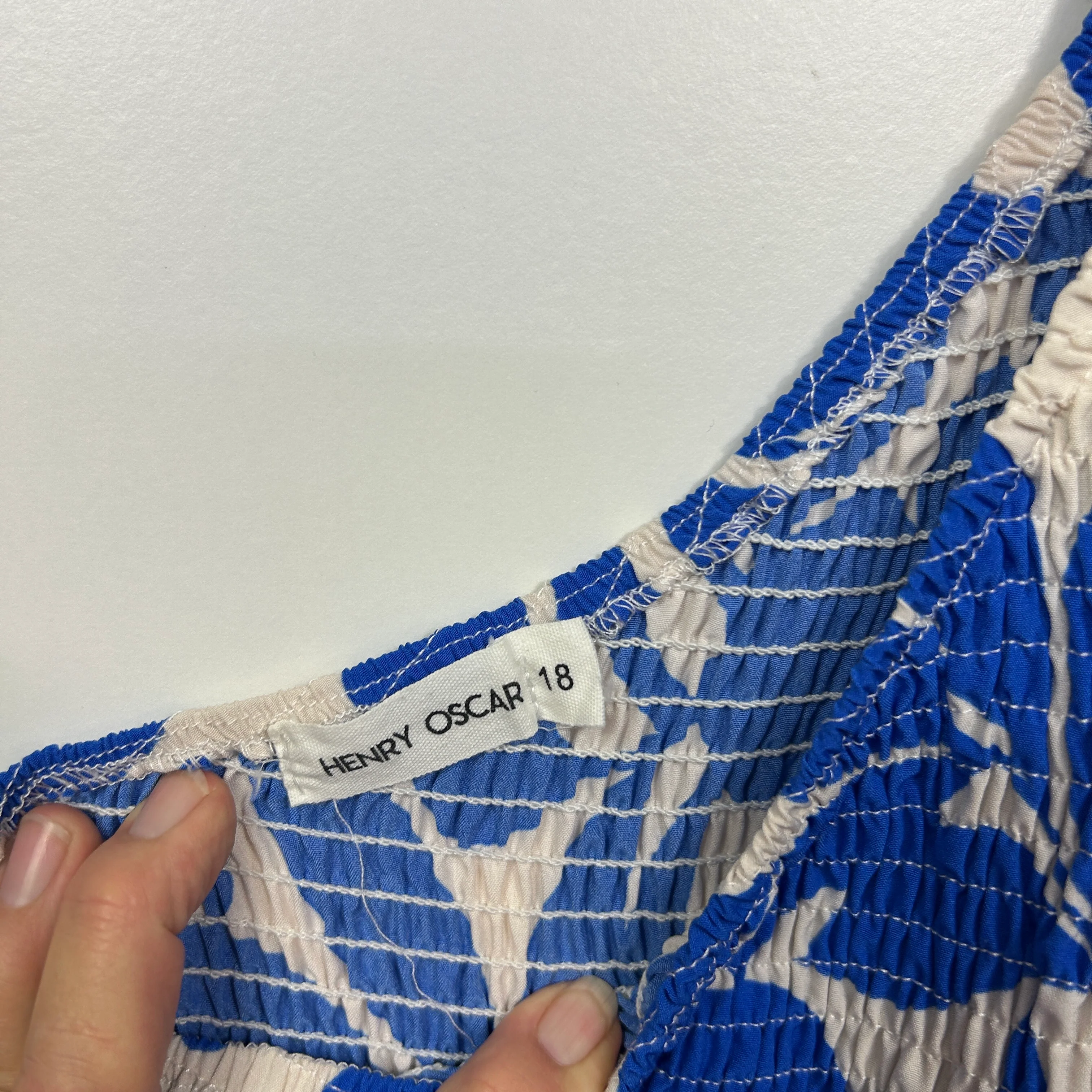 Henry Oscar Blue and White One Shoulder Maxi Dress - Size 18 - Image 5