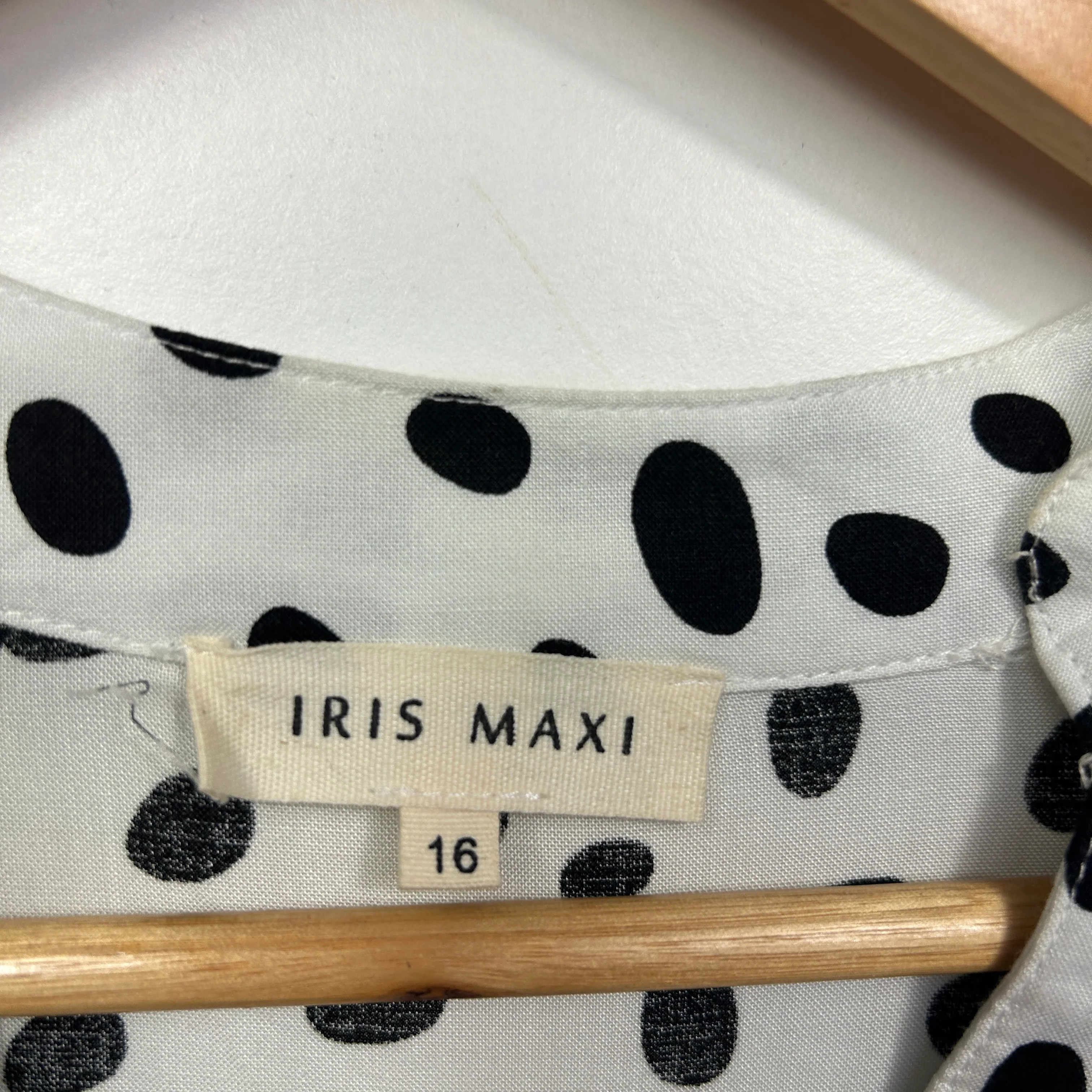Iris Maxi White Black Polka Dot Dress - Size 16 - Image 4