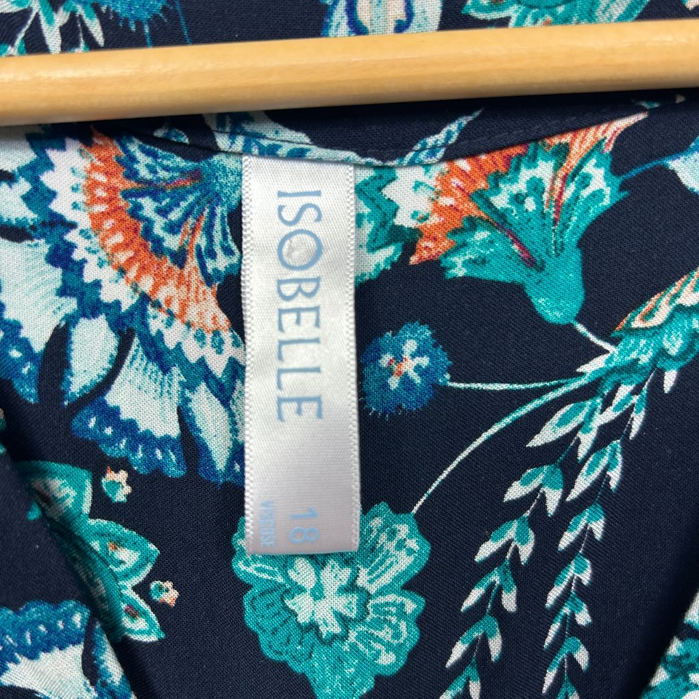 Isobelle Navy Leaf Print Sleeveless Top - Size 18 - Image 2