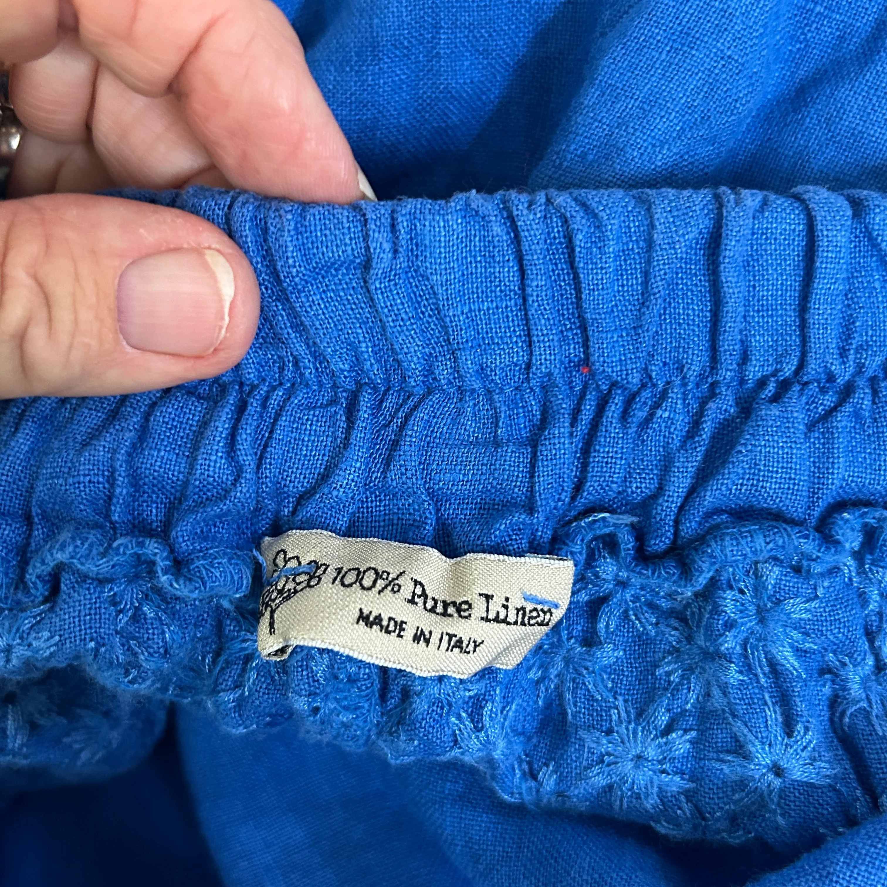 Italian Blue Linen Pants -  Size 12/14 - Image 2