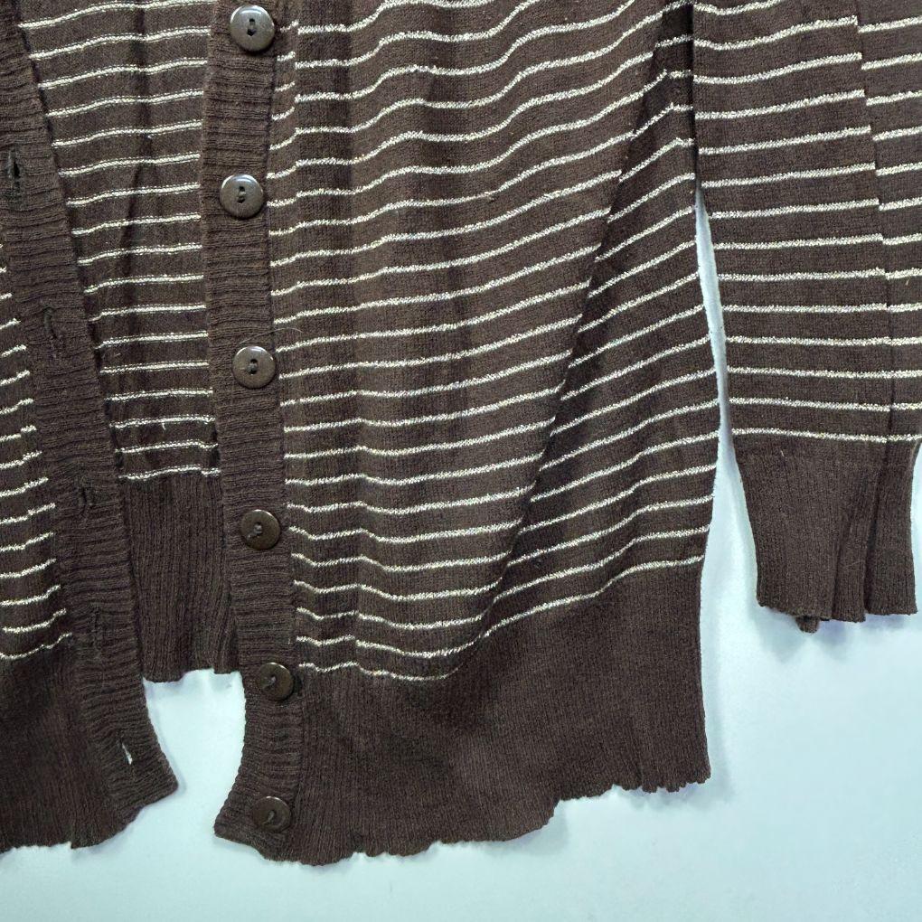 Itsu Chocolate Striped Cardigan Jumper - Size 14 - Image 3