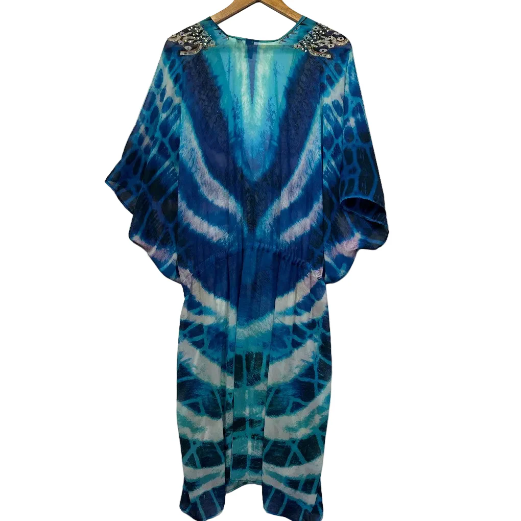 Izabel London Blue Embellished Kaftan - One Size - Image 2