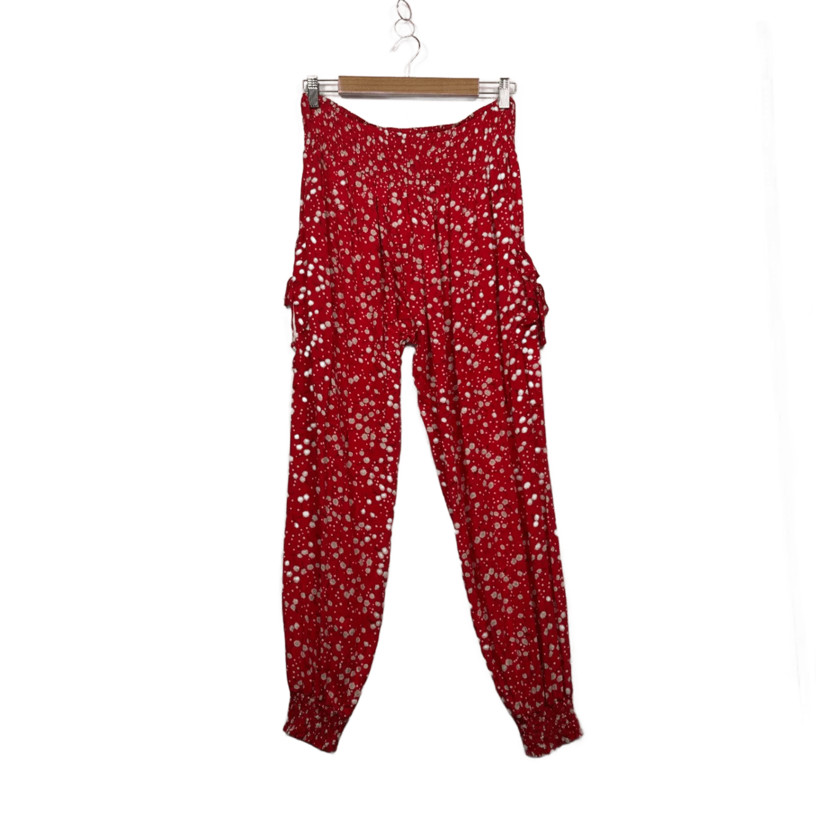 Izabel London Red Floral Print Jogger Harem Pants Size 14 - Image 2