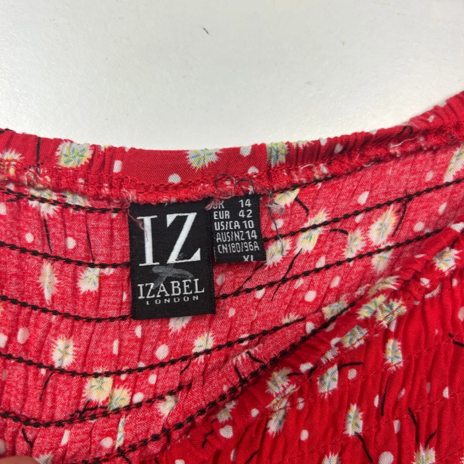 Izabel London Red Floral Print Jogger Harem Pants Size 14 - Image 4