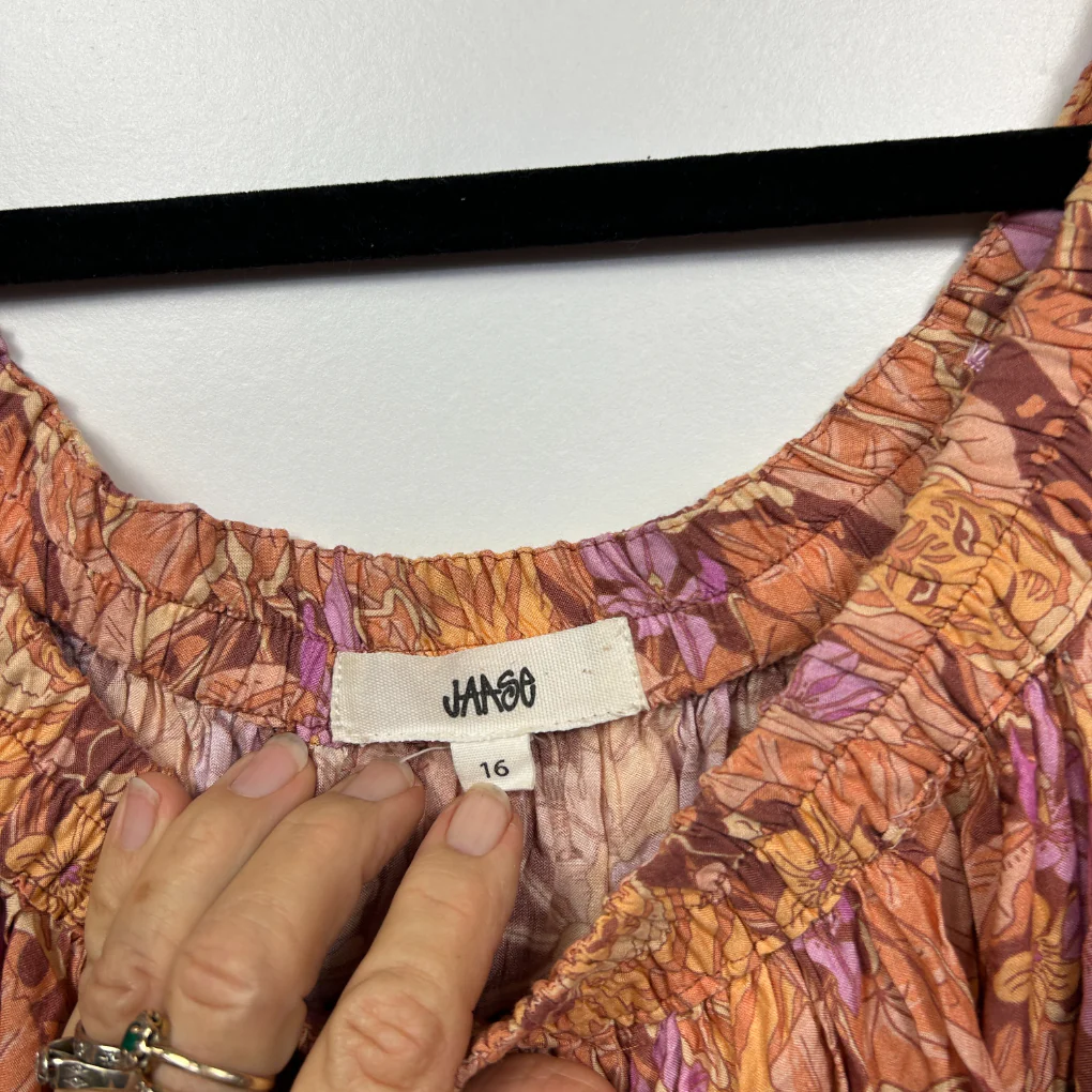Jaase Boho Puff Sleeve Smocked Blouse - Size 16 - Image 2