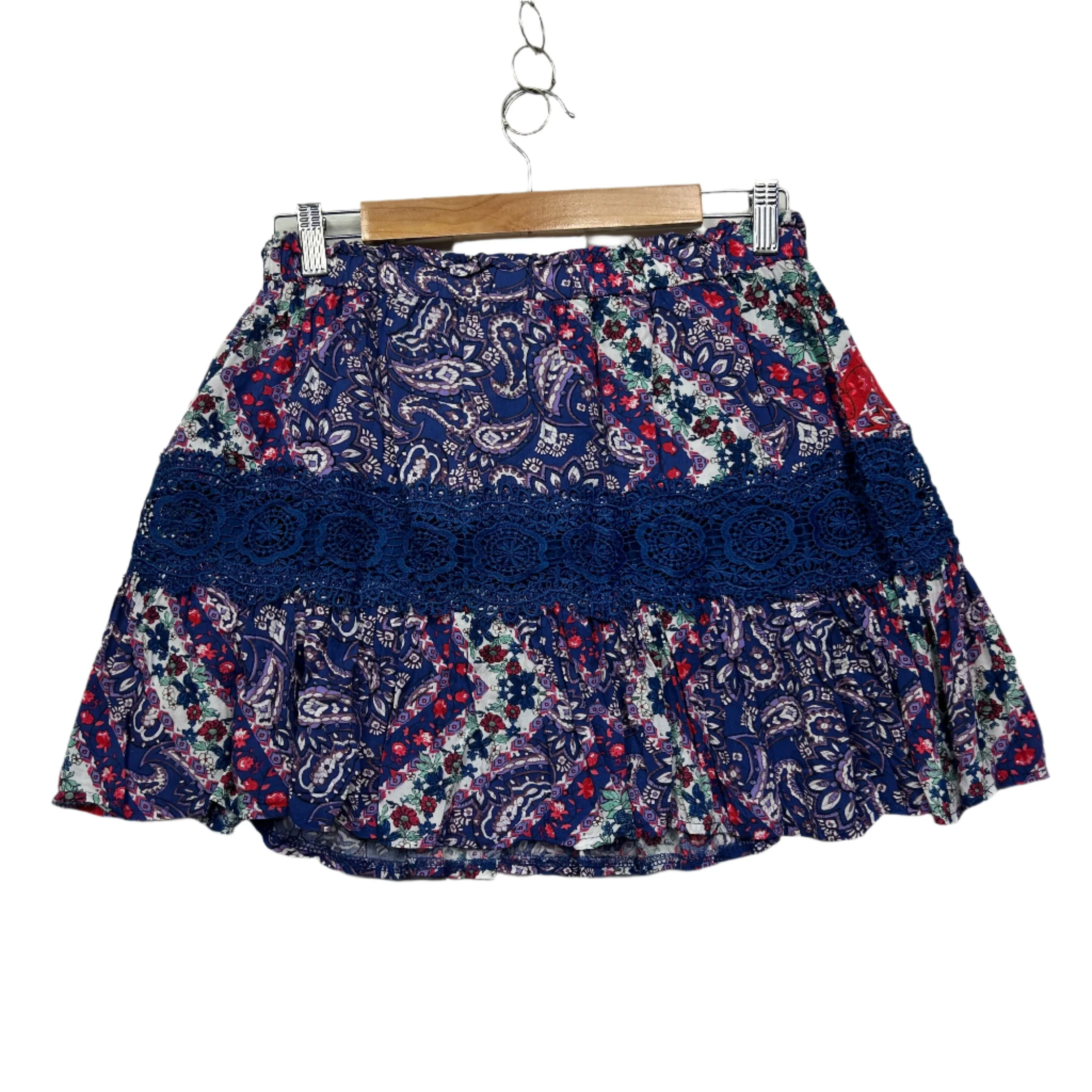 Jaase Mini Skirt Size 14 Large Multicoloured Floral Crochet Trim - Image 2