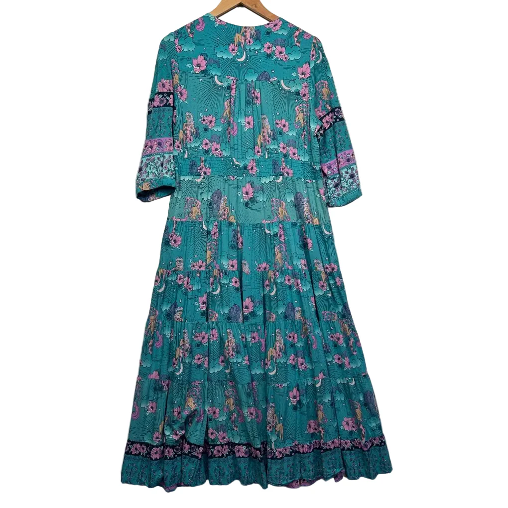 Jaase Teal Floral Print Maxi Dress - Size L - Image 2
