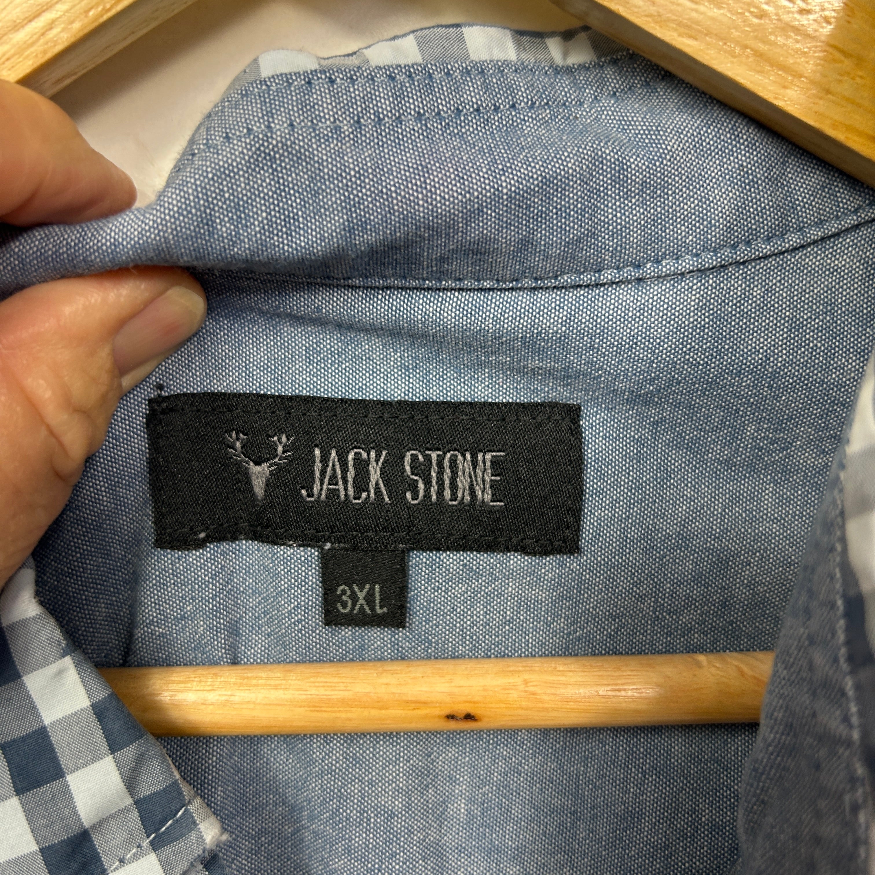 Jack Stone Navy Gingham Mens Shirt - 3XL - Image 3