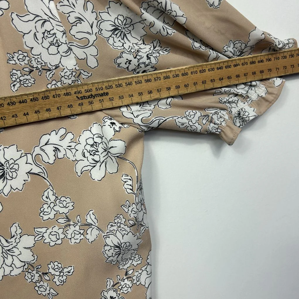 Jacqui E Beige Floral Print Top - Size 14 - Image 5