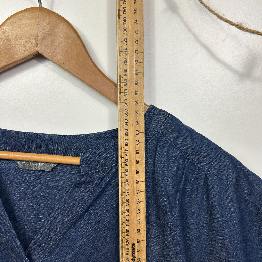 Jacqui-E Blue Cotton Top - Size 16 - Image 3