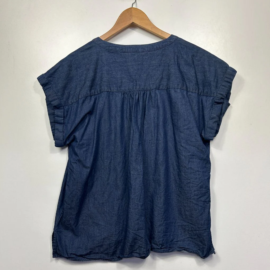 Jacqui-E Blue Cotton Top - Size 16 - Image 4
