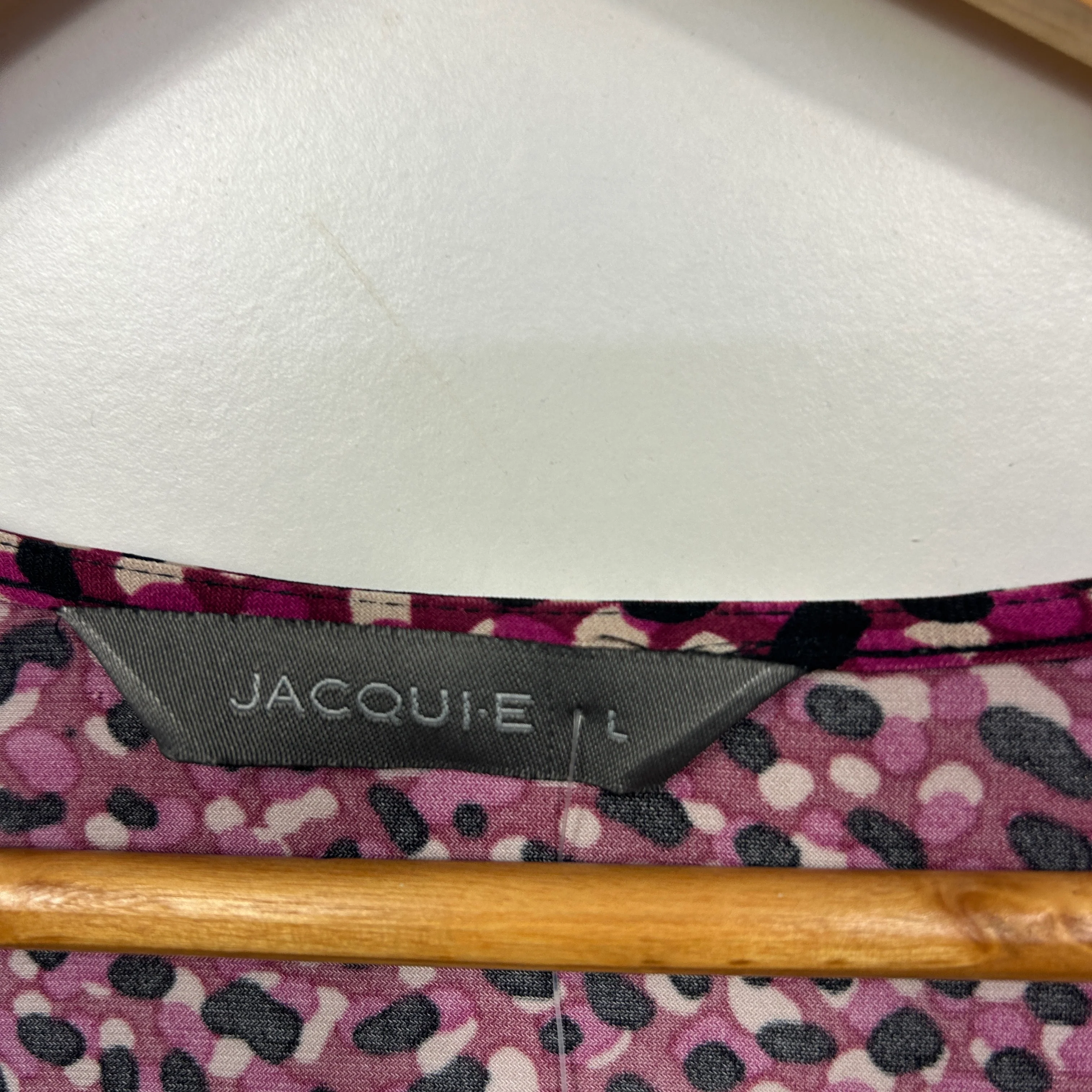 Jacqui E Burgundy and Pink Leopard Print Dress - Size L - Image 3
