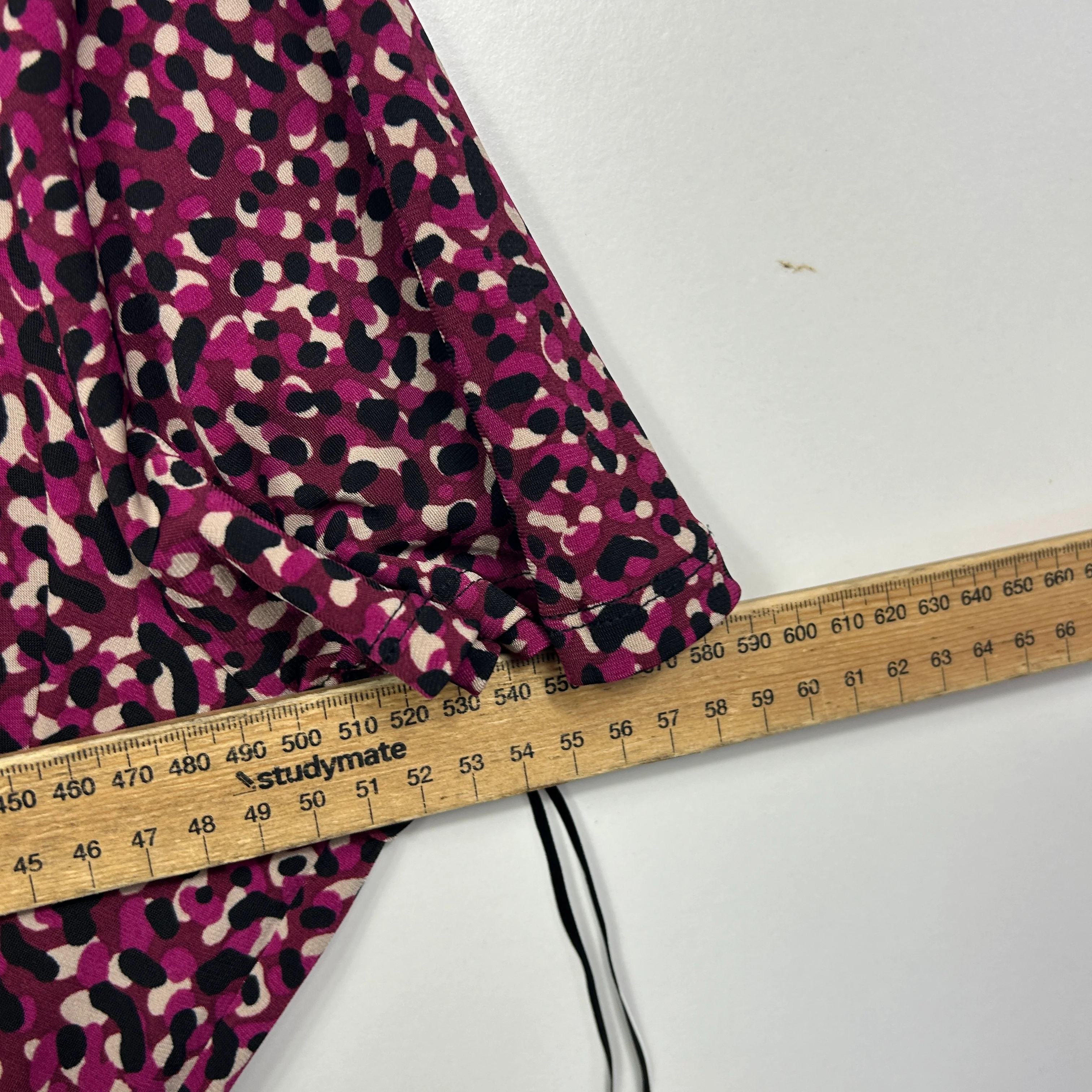 Jacqui E Burgundy and Pink Leopard Print Dress - Size L - Image 7
