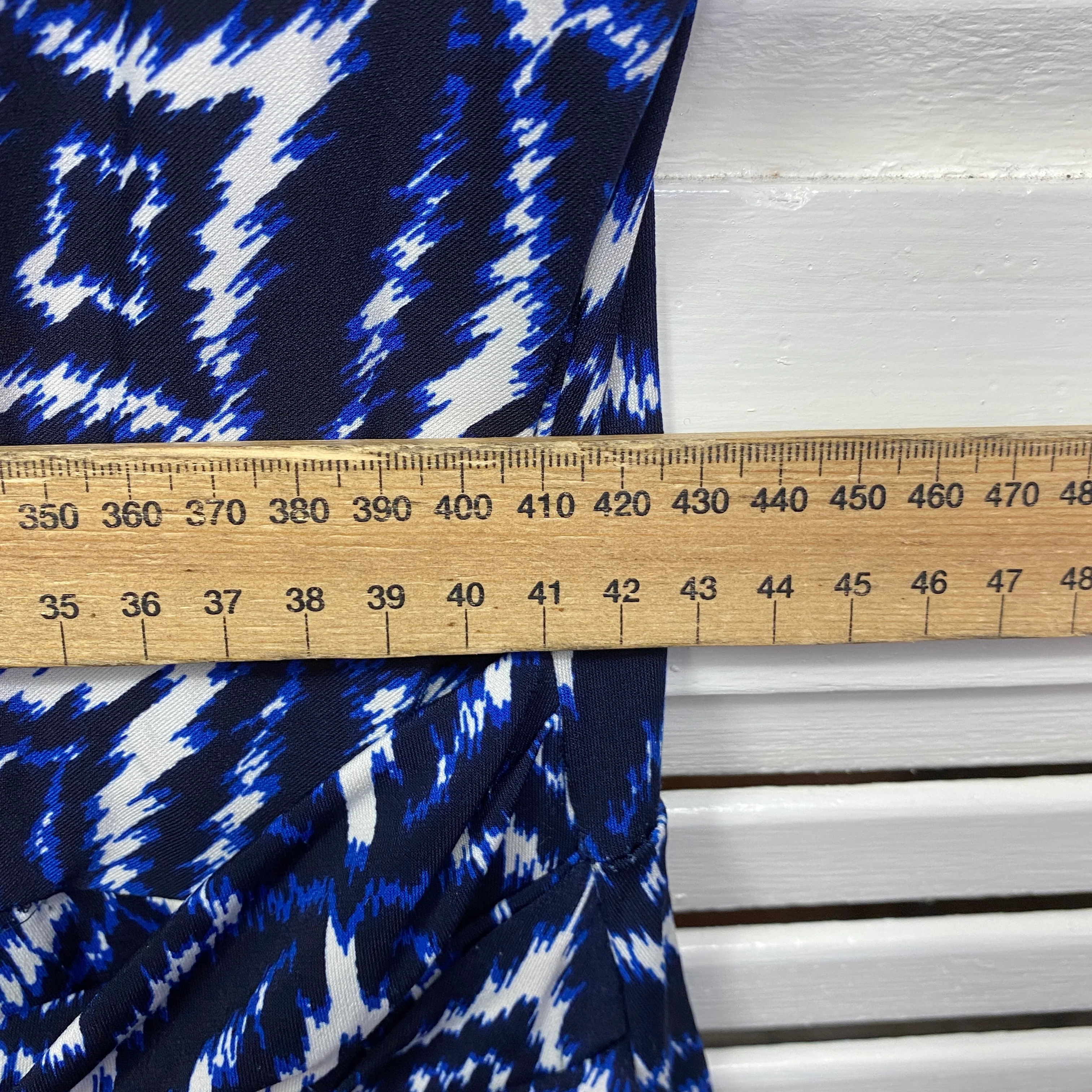 Jacqui E Dress Size 14 Large Sleeveless Blue White - Image 7