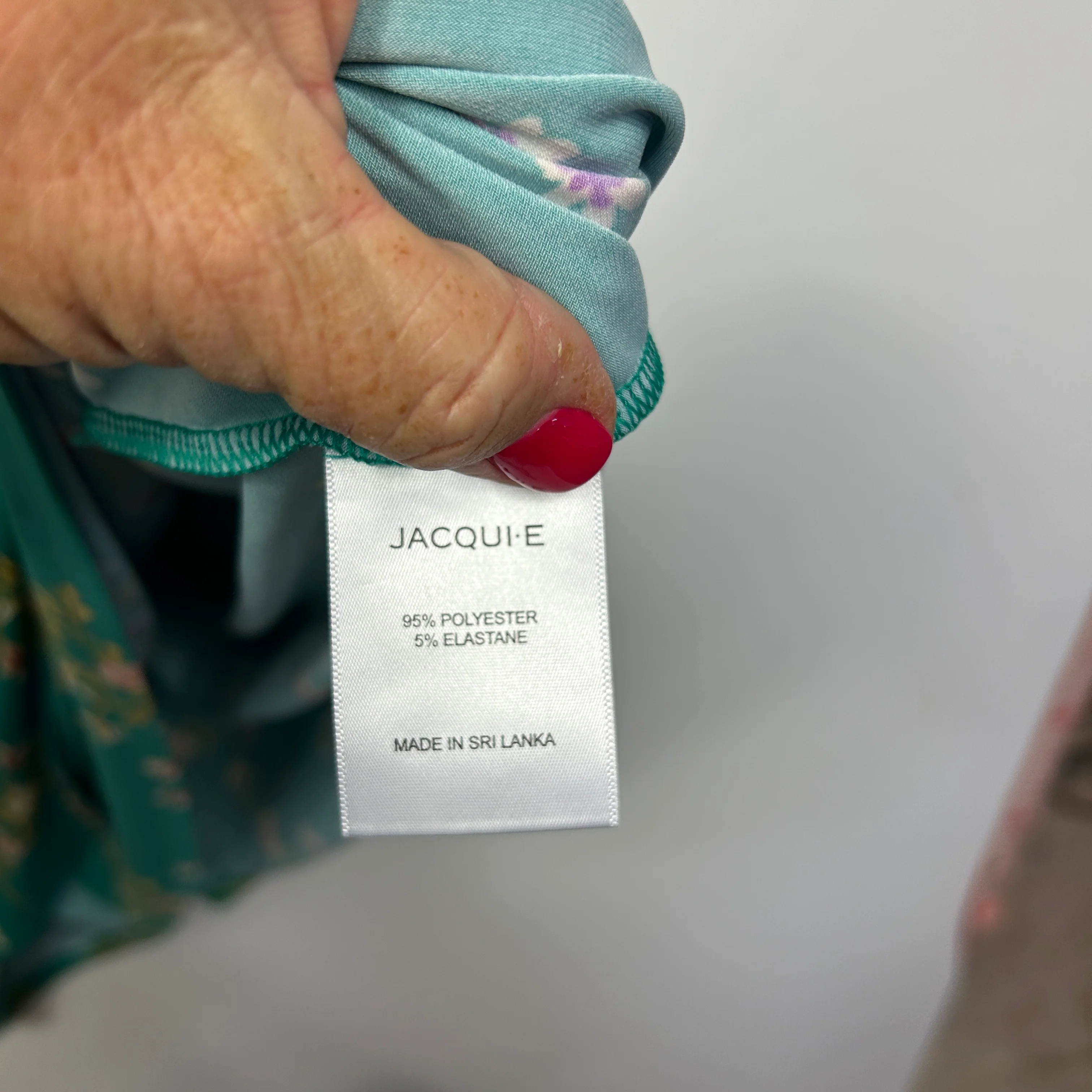 Jacqui E Green Floral Faux Wrap Dress - Size XL - Image 3