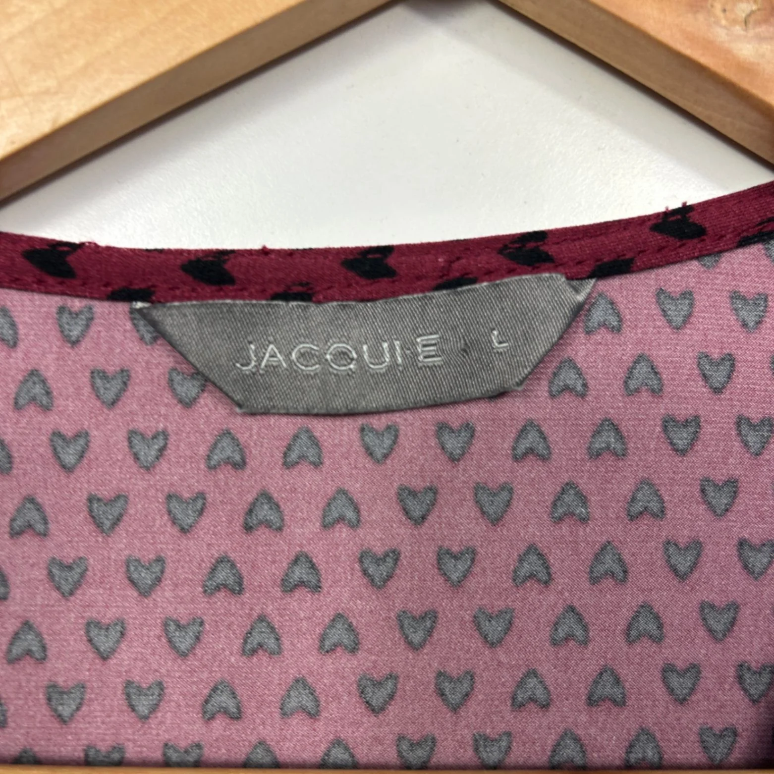 Jacqui E Midi Short Sleeve Dress Size Large Pink Black Heart Love - Image 4