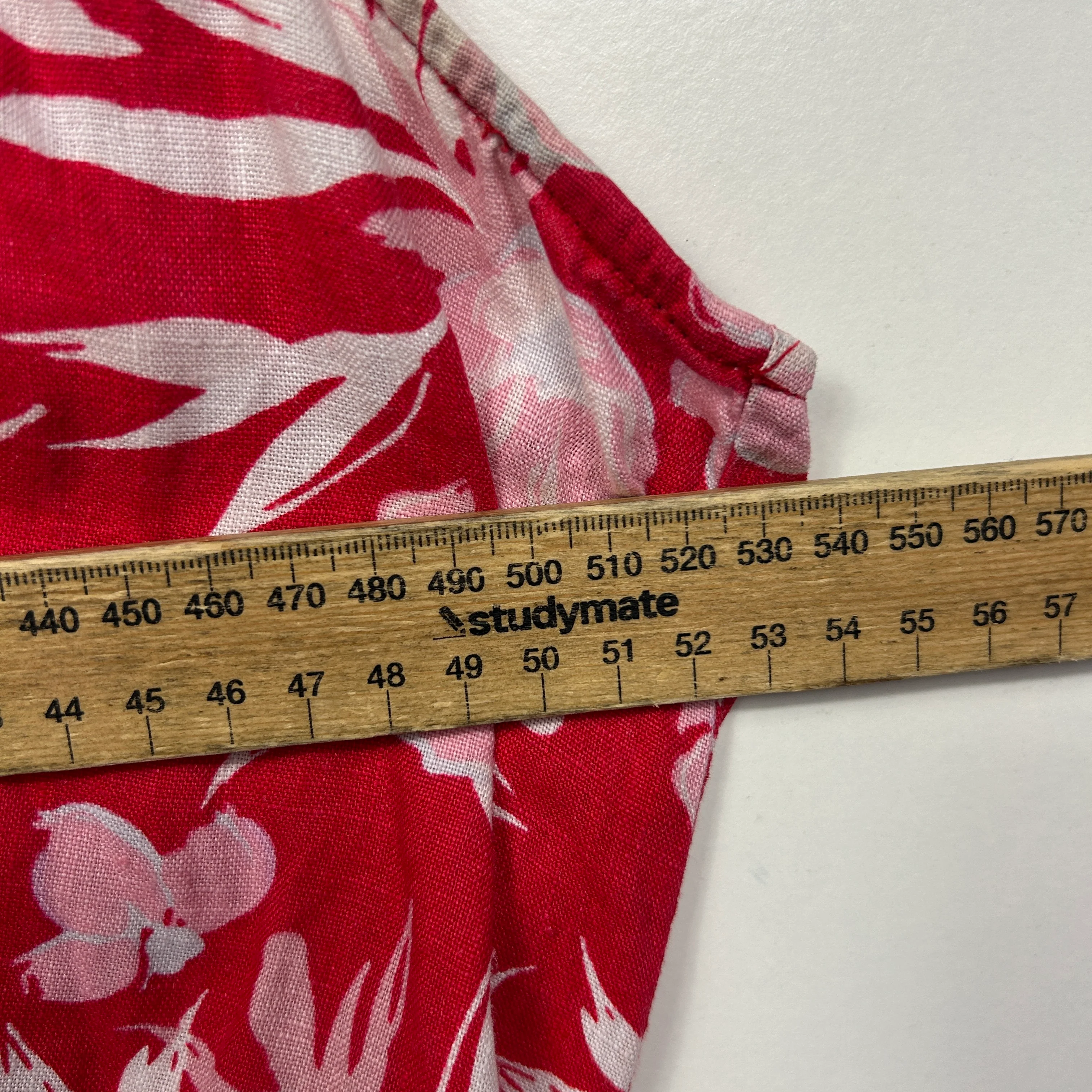 Jacqui E Red Floral Linen Sleeveless Dress - Size 16 - Image 6