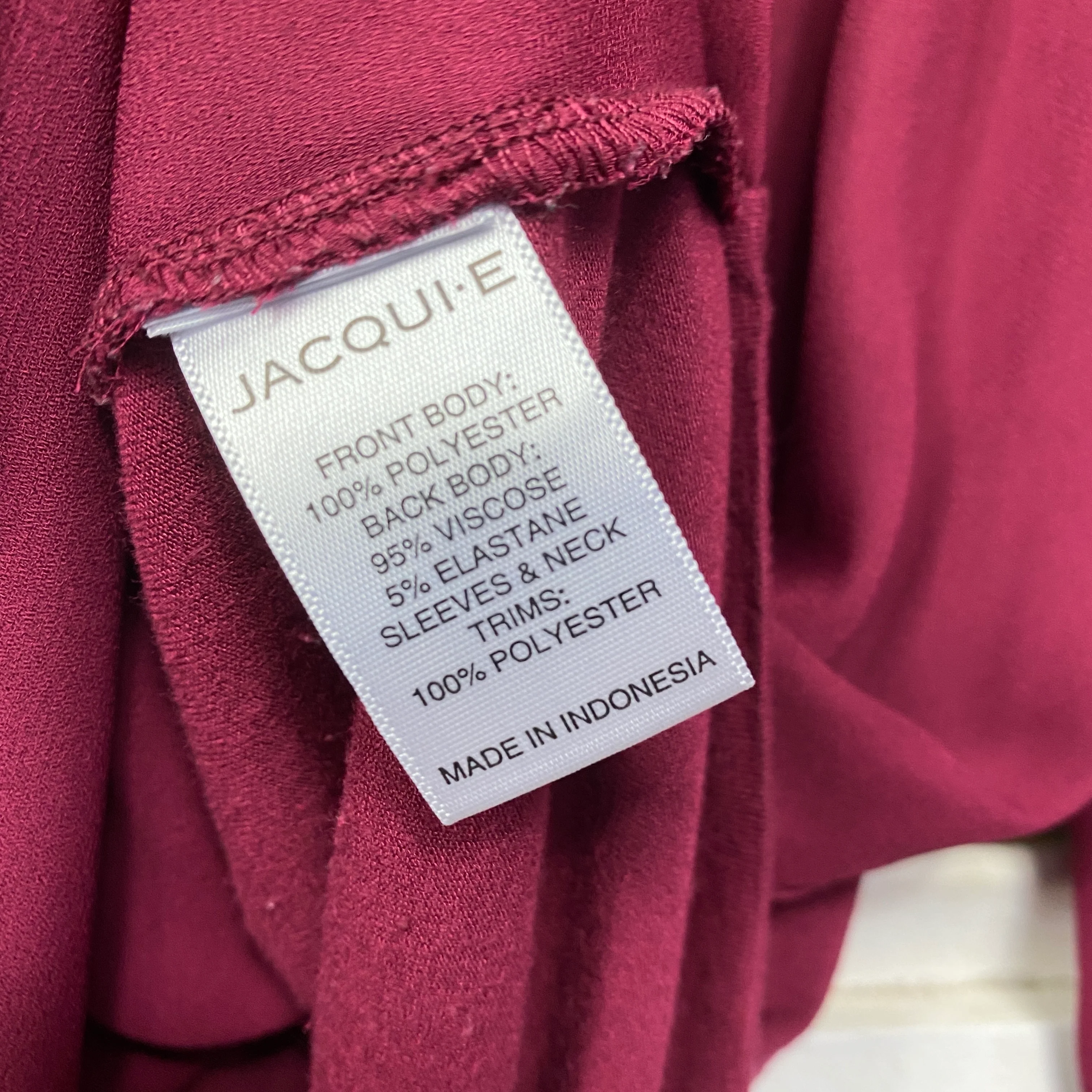 Jacqui E Top Size Large Long Sleeve Maroon - Image 5