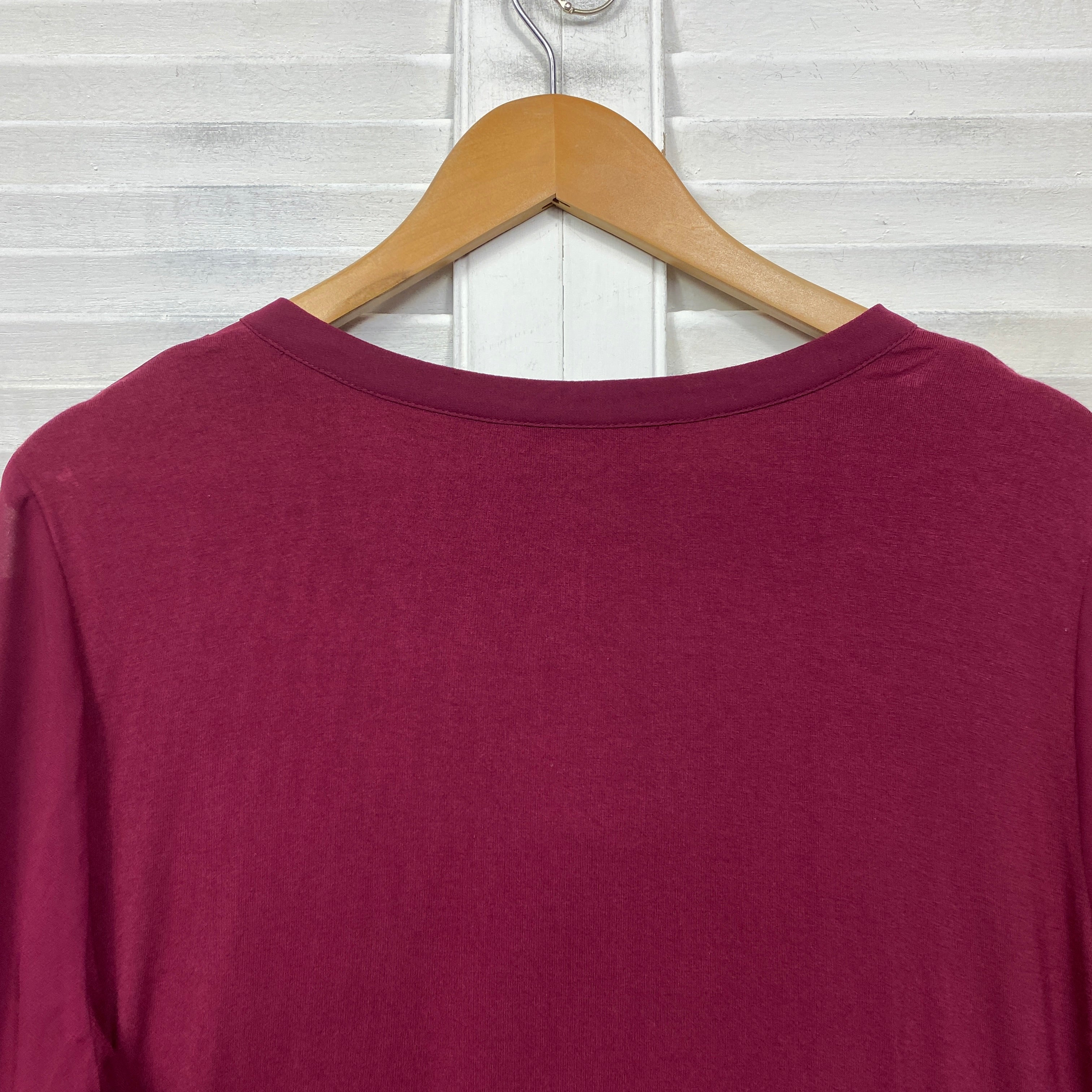 Jacqui E Top Size Large Long Sleeve Maroon - Image 6