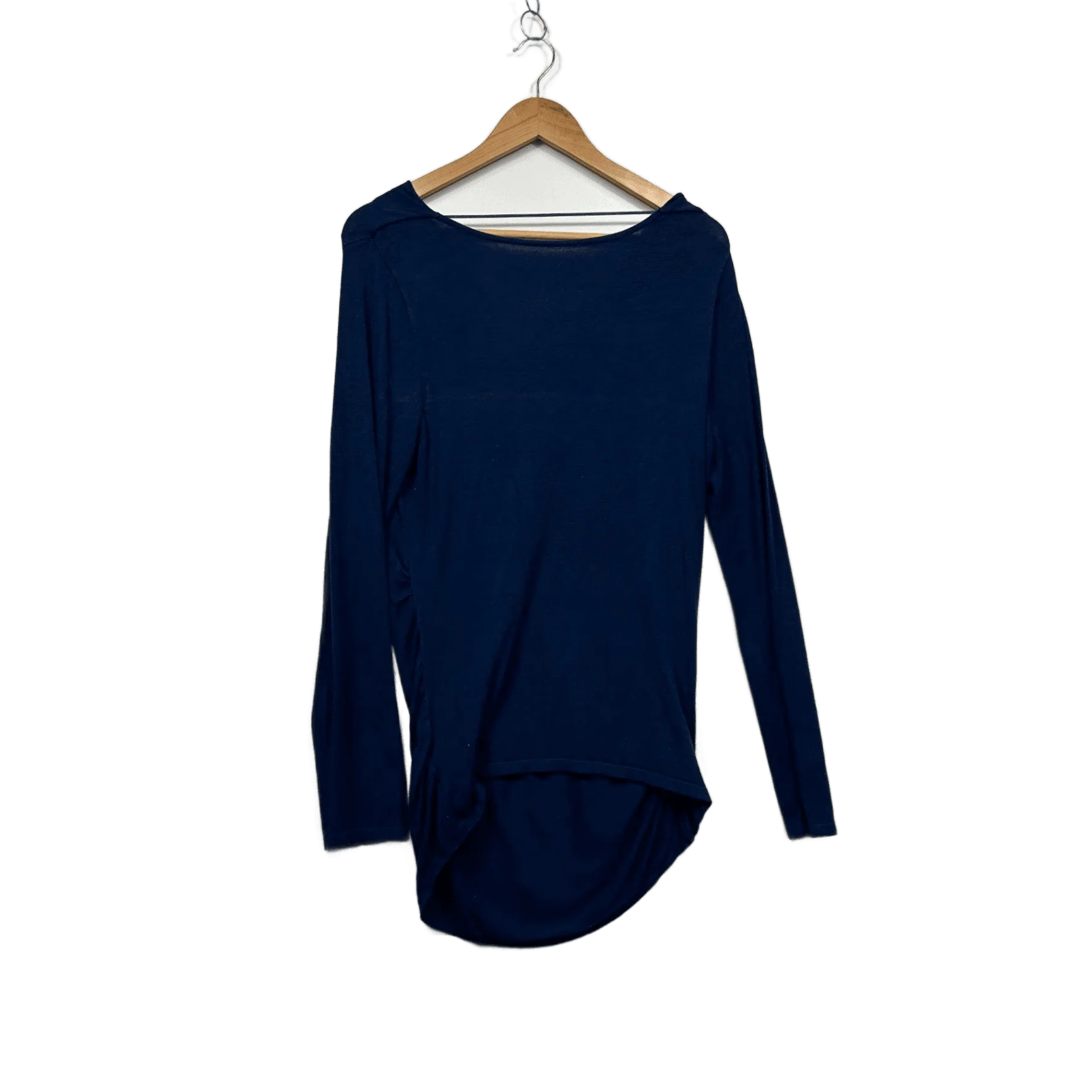 Jacqui E Womens Navy Blue Long Sleeve Cowl Neck Pullover Knit Top Size 14 16 - Image 2