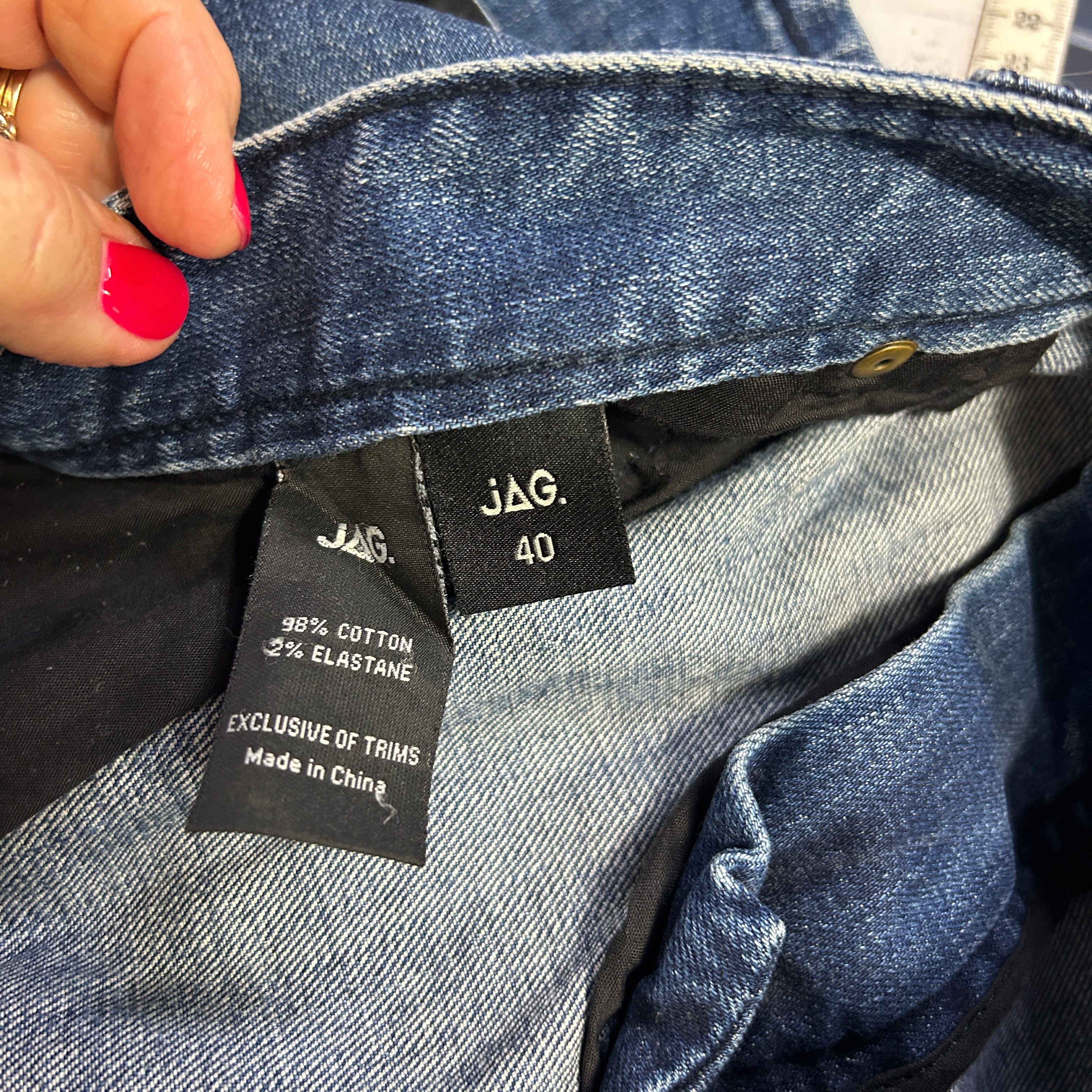 JAG Blue Cotton Denim Shorts - Size 40 - Image 3