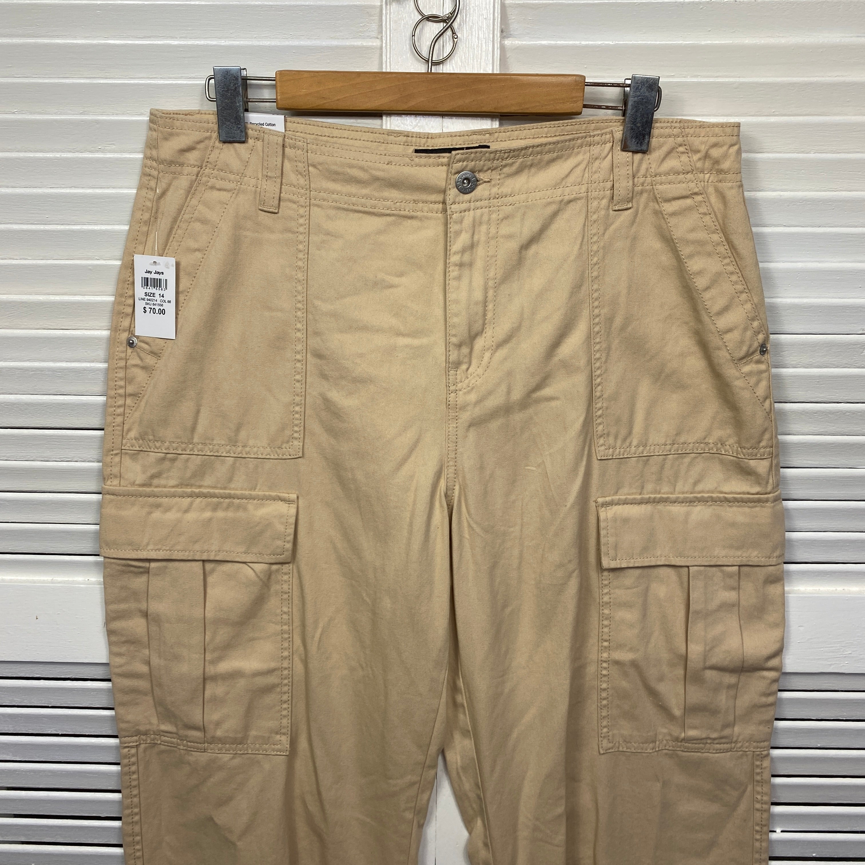 Jay Jays Cargo Pants Size 14 Beige Pockets New - Image 3