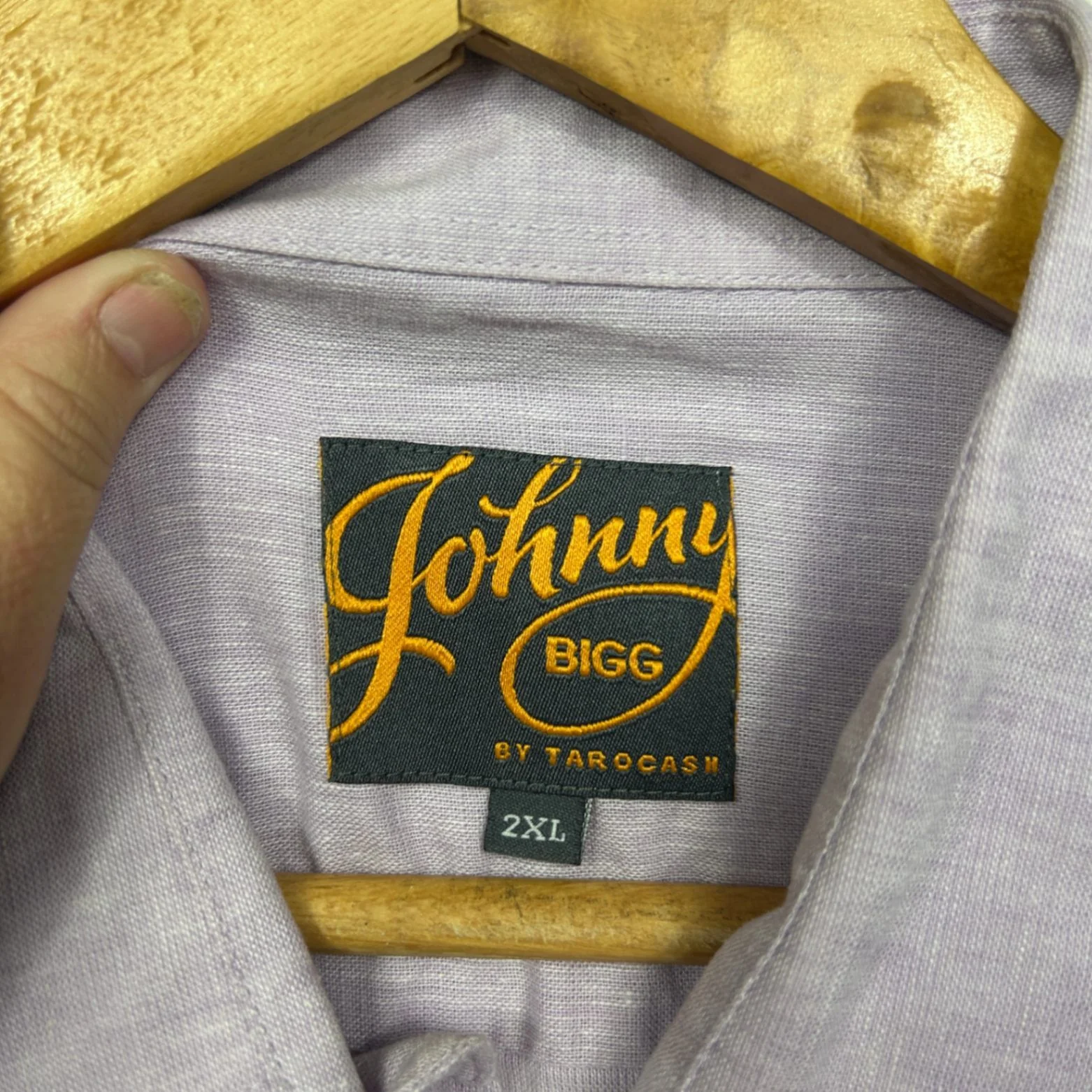 Johnny Bigg Men's Size 2XL Lilac Long Sleeve Button-Up Shirt Linen Blend - Image 3