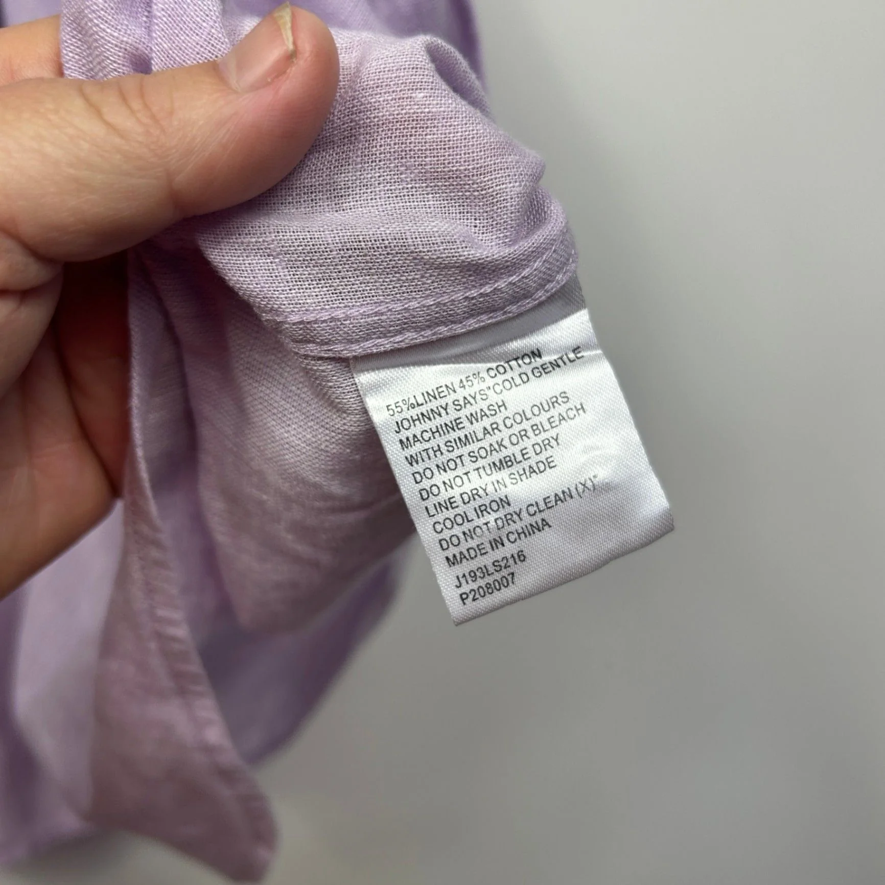 Johnny Bigg Men's Size 2XL Lilac Long Sleeve Button-Up Shirt Linen Blend - Image 4