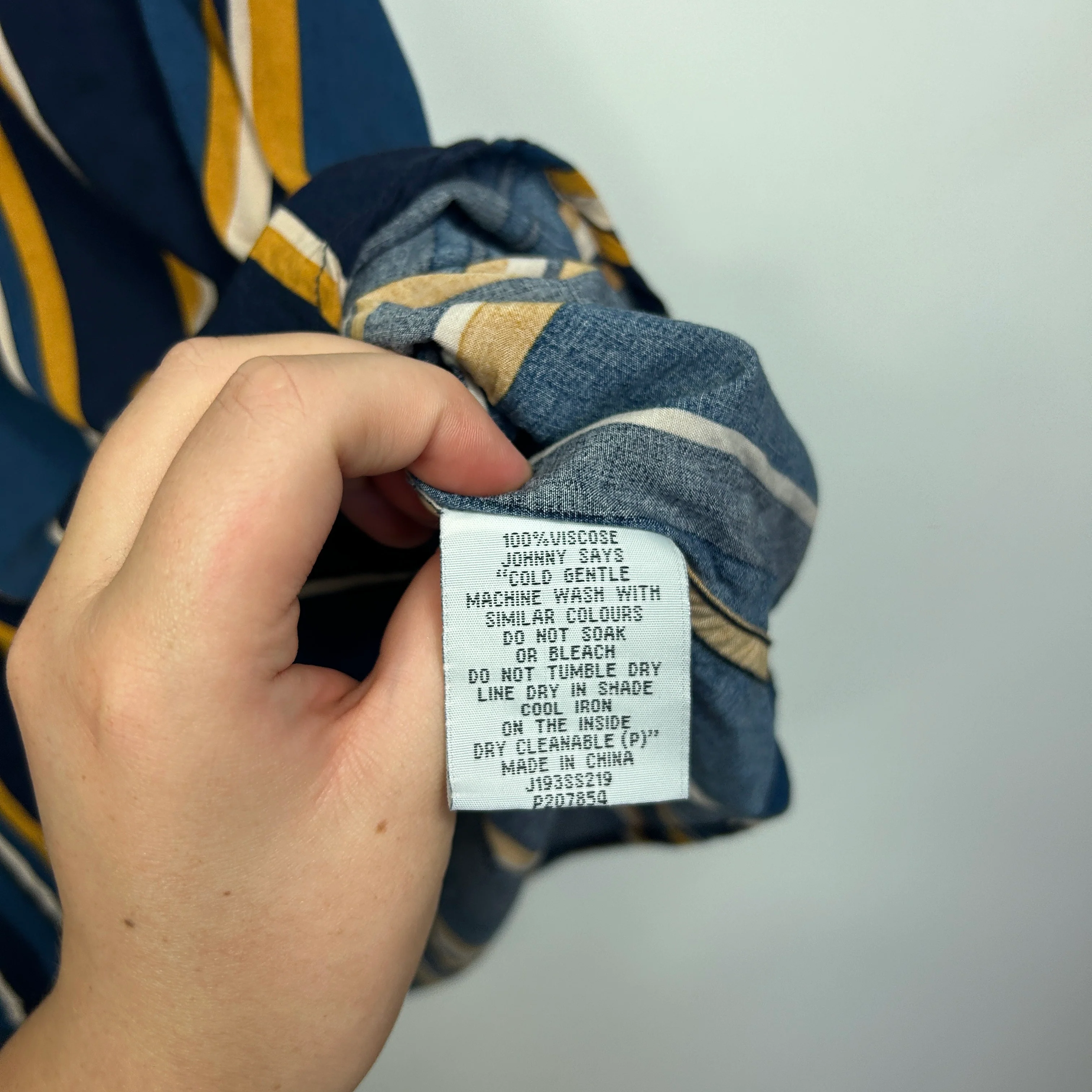 Johnny Bigg Navy & Mustard Striped Short Sleeve Shirt - Size 3XL - Image 3