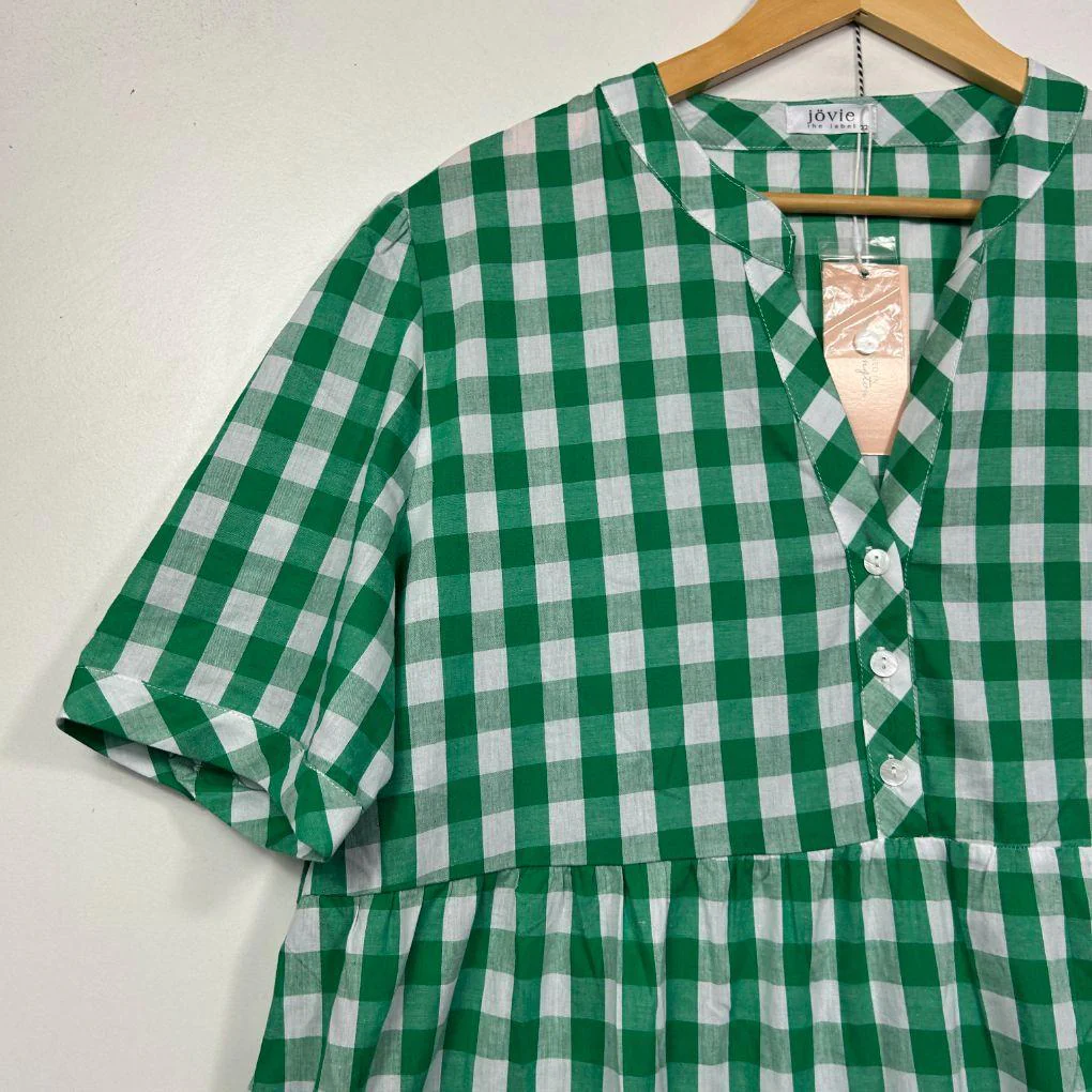Jövie the Label Green/White Cotton Gingham Dress - Size 22 - Image 2