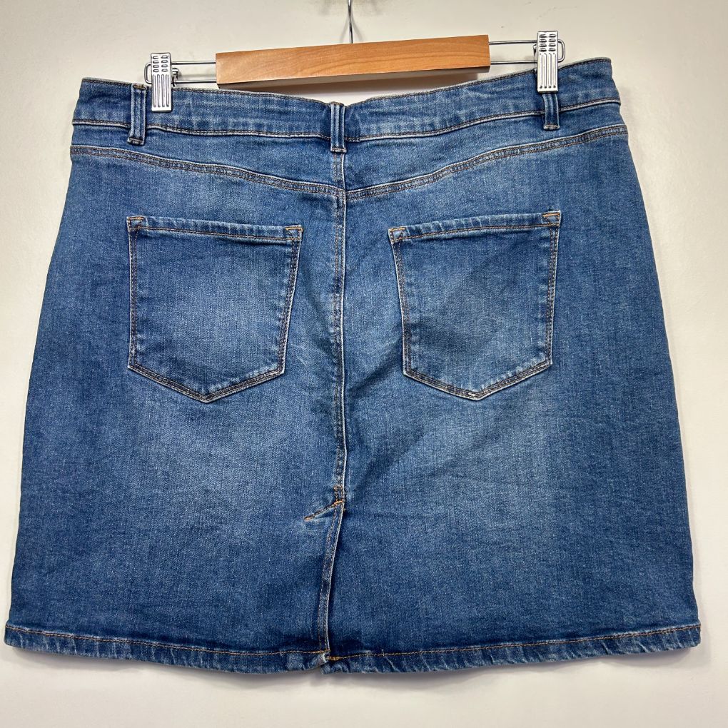 Just Jeans Blue Cotton Denim Skirt - Size 14 - Image 2