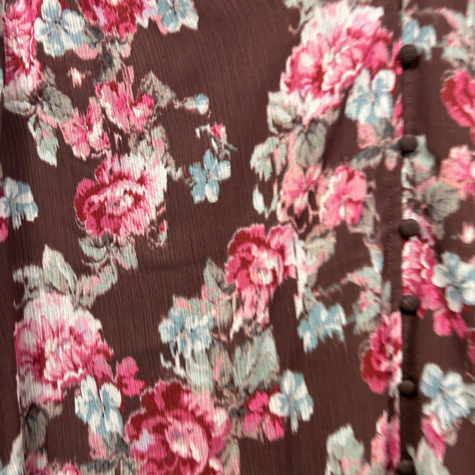 Just Jeans Brown Chocolate Floral Flowy Ruffle Blouse Top Size 18 - Image 3