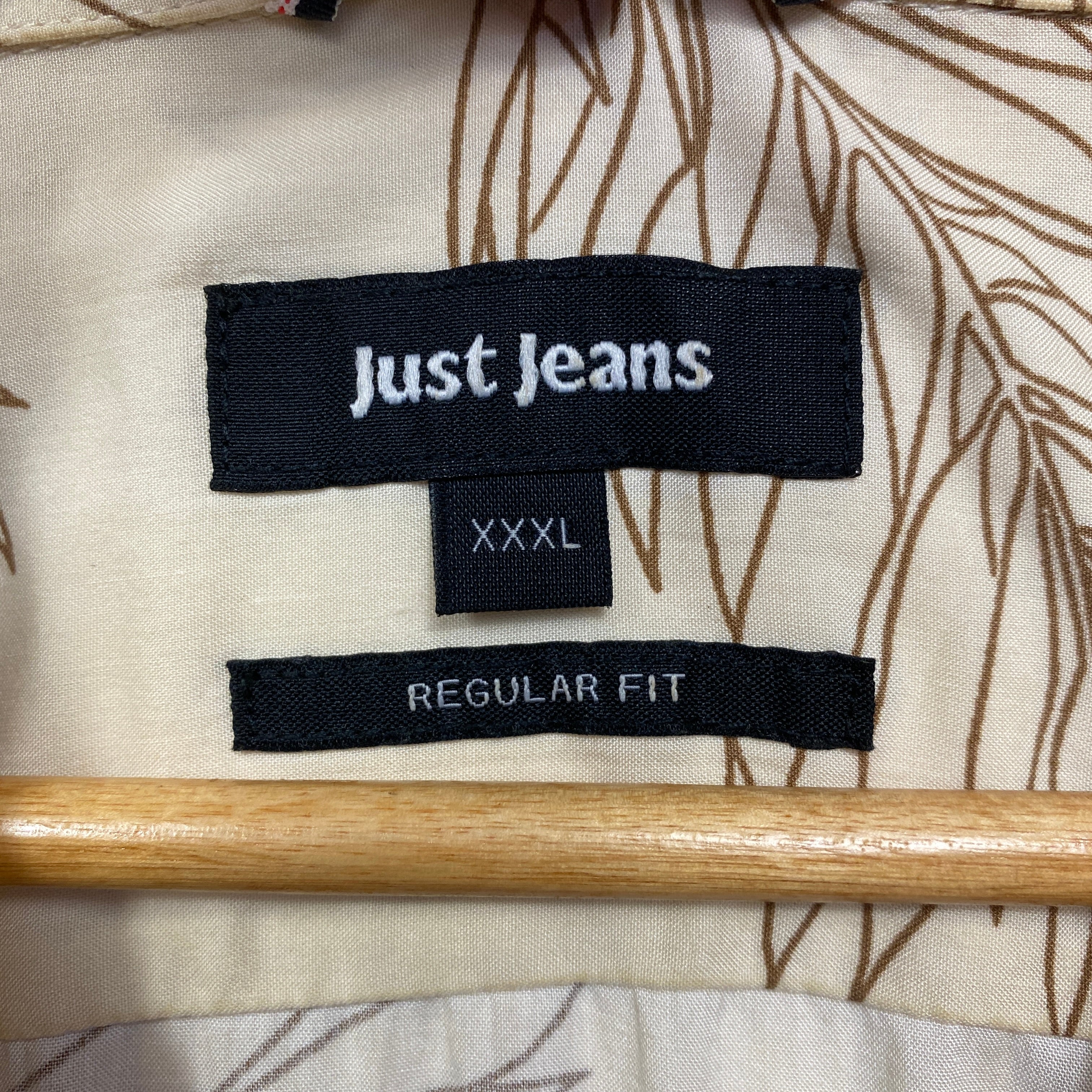 Just Jeans Mens Shirt Size 3XL Short Sleeve Leaf Beige - Image 4
